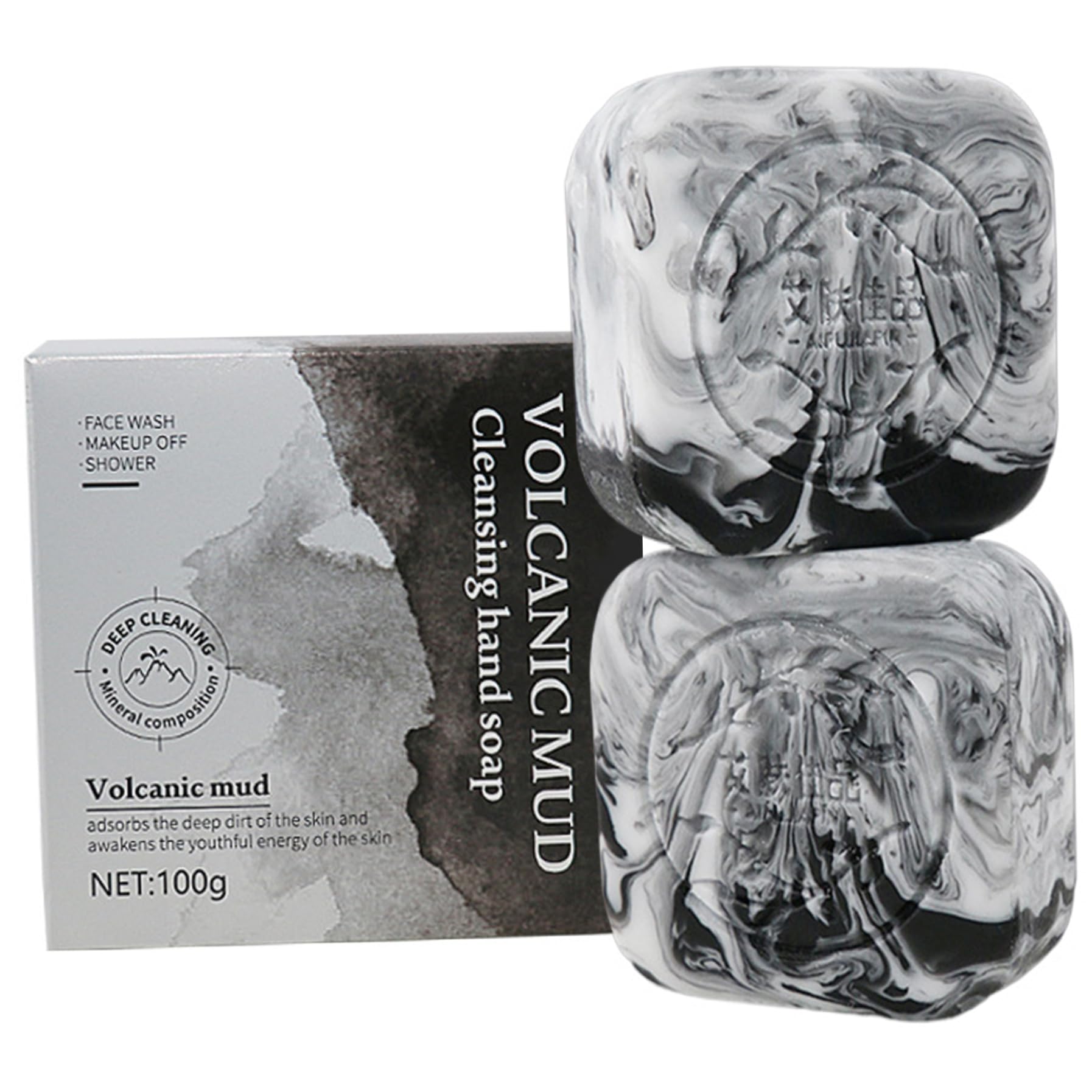 Natural Charcoal & Volcanic Clay Face Soap for Acne - 2 Pack (100g Each) | Oil Control & Moisturizing Black Soap Bar for Men & Women | Gentle Cleanser for Face, Scalp & Body | Perfect for Oily & Acne-Prone Skin Care Routine