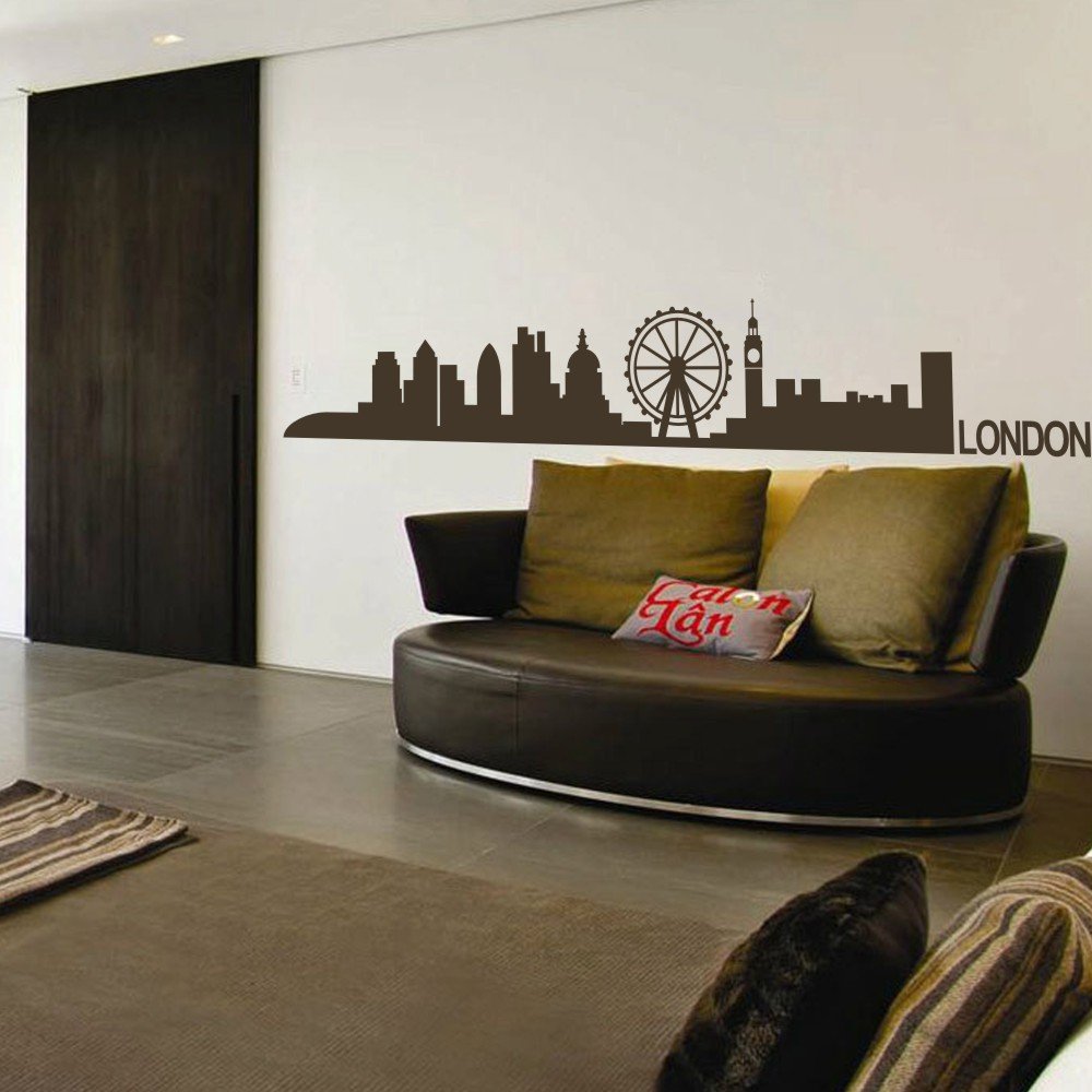 DigTour Wall Art Decals - London Skyline Vinyl Wall Stickers, Europe City Wall Mural for Home & Office Decor in Teal | Perfect for Living Room, Bedroom & Nursery Wall Decoration