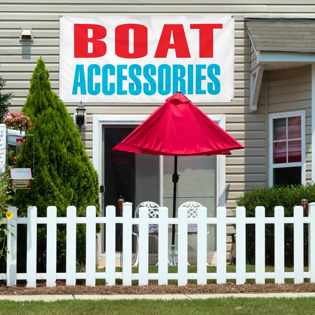 Durable Vinyl Banner 48x96 Inches - Weatherproof Boat Accessories, Business & Industrial Yard Signs with 8 Grommets (Red/Blue) - Perfect for Outdoor Advertising, Events & Marine Use