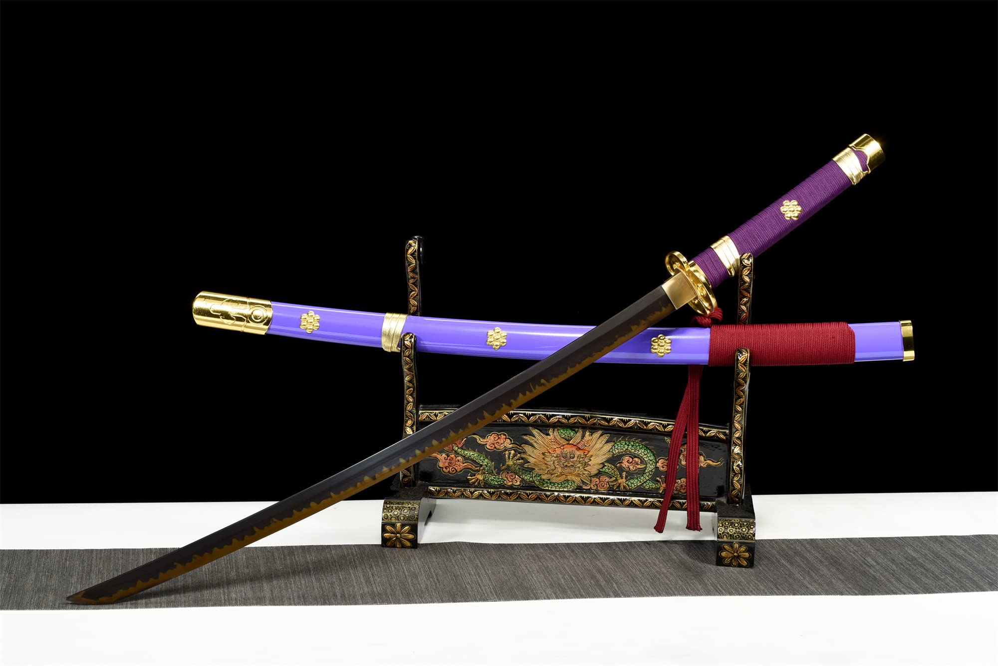 Premium Handmade Roronoa Zoro Yama Enma Katana Replica - T10 Steel Clay Tempered with Hamon - Authentic Japanese Samurai Sword for Cosplay, Anime Collectors & Martial Arts Training - Perfect for Halloween Costumes, Anime Conventions & Display Collections
