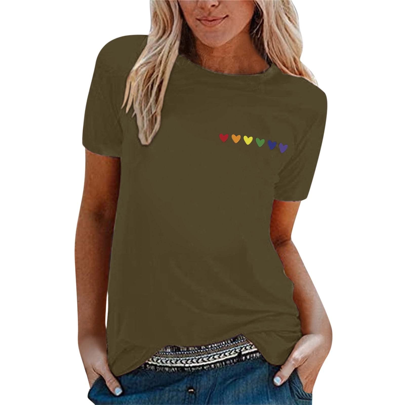 Funny Love Pattern Women's T-Shirts - Casual Short Sleeve & 3/4 Sleeve Cute Everyday Tops for Women | Perfect for Casual Outings, Date Nights & Gift Giving