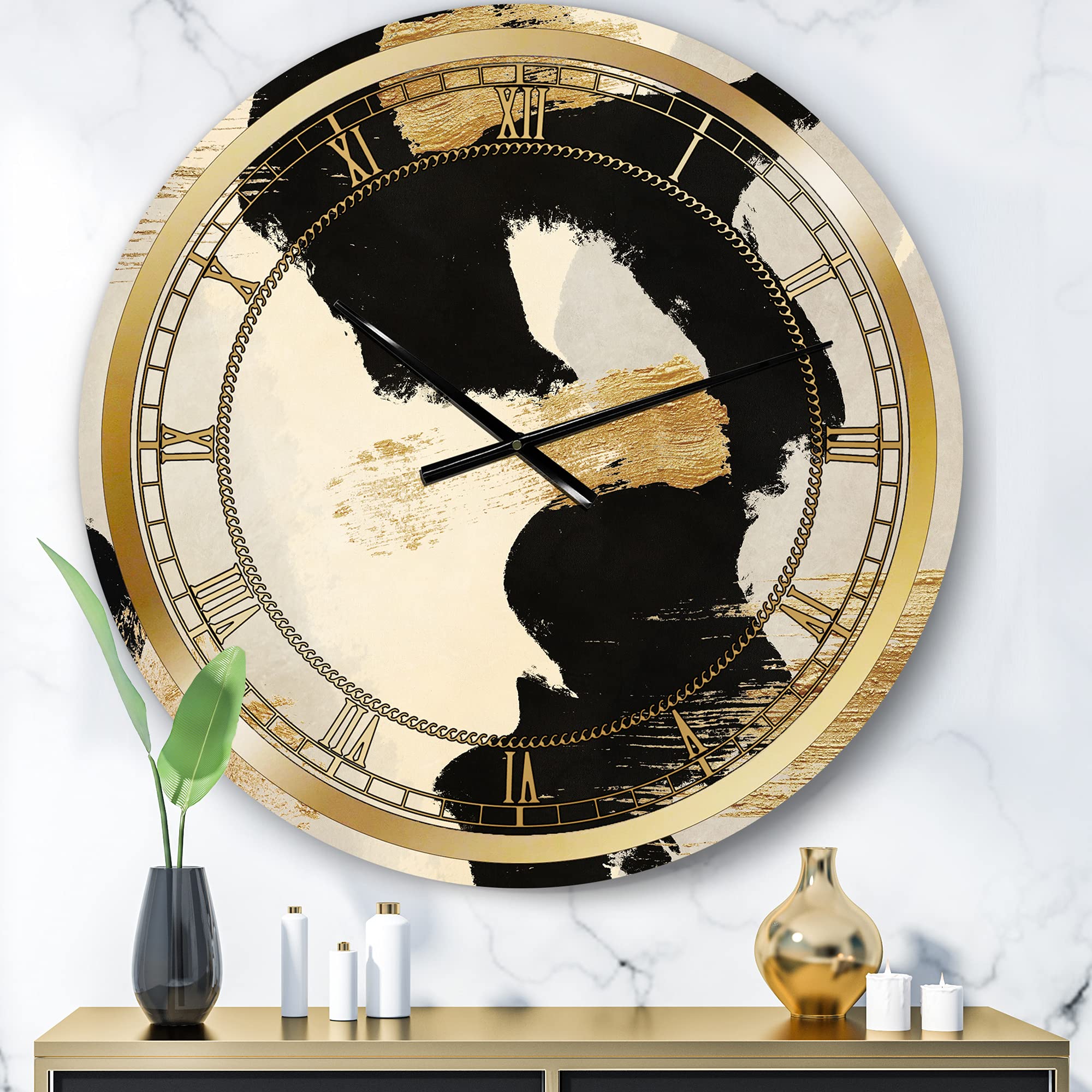 Glam Collage III Abstract Large Wall Clock - Modern Home Decor for Living Room, Bedroom & Office | Stylish Decorative Clock for Wall Art & Interior Design