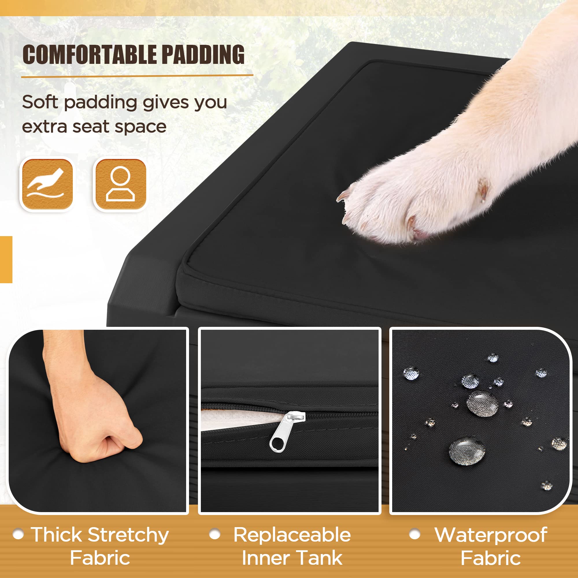 **Devoko 100 Gallon Waterproof Large Resin Deck Box - Outdoor & Indoor Storage Container with Lockable Lid & Cushion - Perfect for Patio Furniture, Garden, Pool Cushions, Toys & Seasonal Items (Black)**