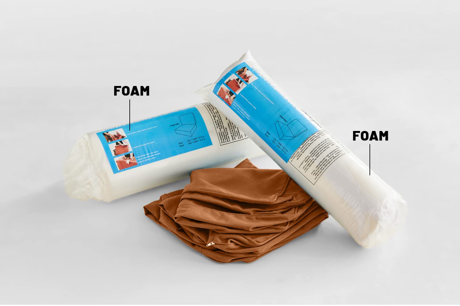 ARTPLAN Olefin 24x24 Deep Seat Patio Cushions - Extra 6 Inch Thick Outdoor Furniture Cushions with 18x24 Back Pillow | Removable & Replaceable | Solid & Floral Patterns | Indoor/Outdoor Use in Signal Orange | Perfect for Patio, Deck, Poolside & Sunroom Furniture