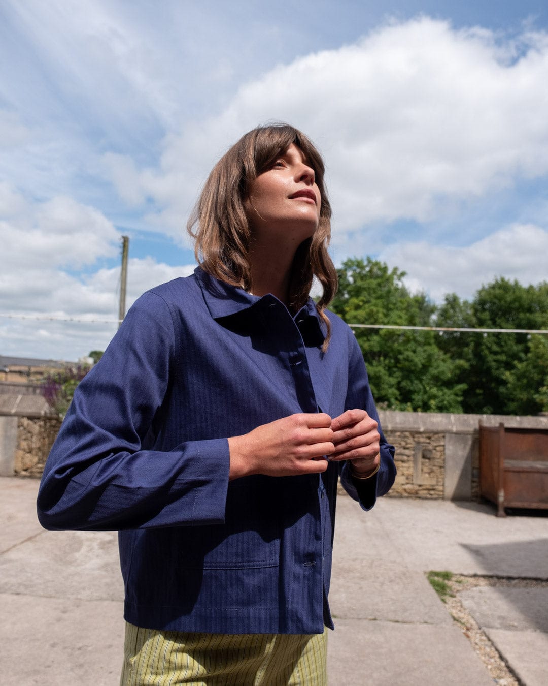 Corinne Women's Cotton Utility Jacket - Lightweight Indigo Denim Workwear Jacket for Casual Outfits & Outdoor Adventures