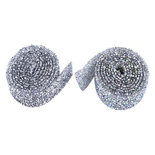 Silver Sparkling Rhinestone Mesh Ribbon Wrap Roll - Diamond Bling Ribbons for Arts & Crafts, Vase Decorations, Party Supplies & Gift Wrapping - Perfect for DIY Projects, Wedding Decor, and Home Decoration