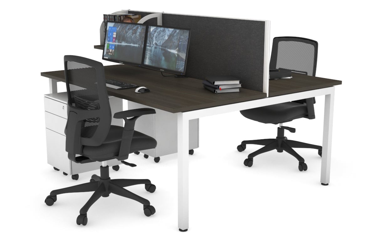 Quadro Square Legs 2 Person Office Workstation Desk - 1200L x 700W Modern Shared Workspace Solution for Home & Business Offices