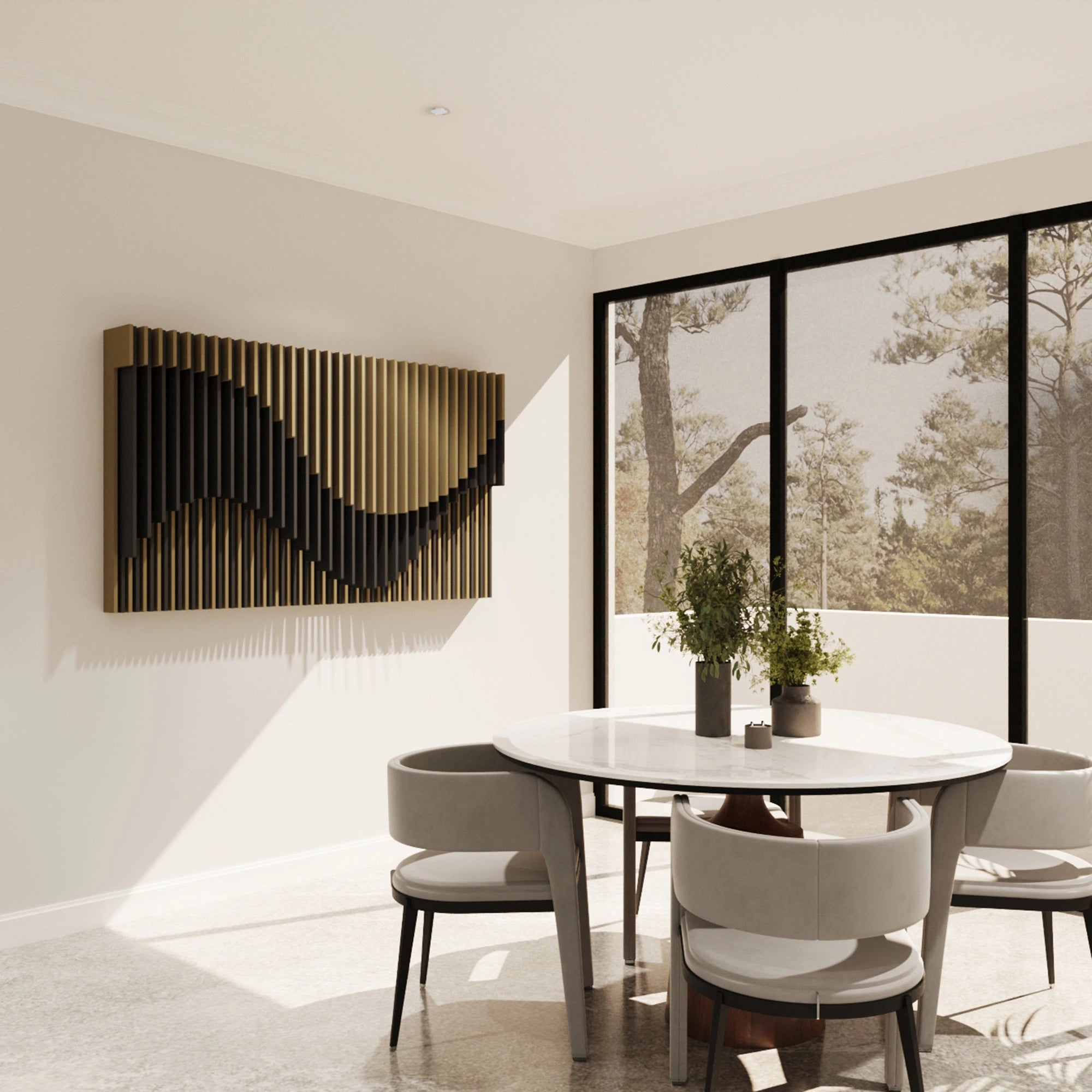 Handmade Dual Tone Parametric Wood Wall Art Decor - Modern Geometric Wooden Panel for Living Room, Bedroom & Office Wall Decor
