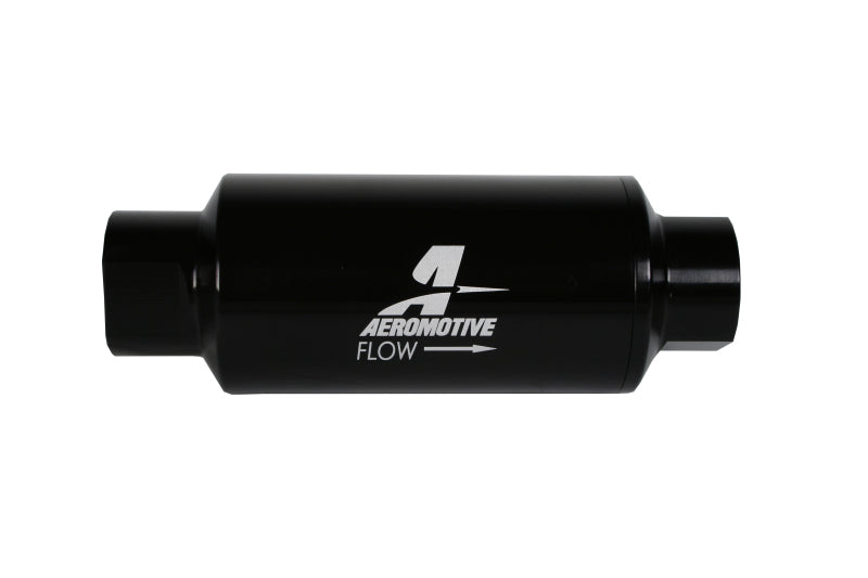 Aeromotive 10AN Inline Fuel Filter with 10 Micron Microglass Element - Bright Dip Black Finish, 2in OD - High Performance Fuel Filtration for Racing, Marine & Automotive Applications