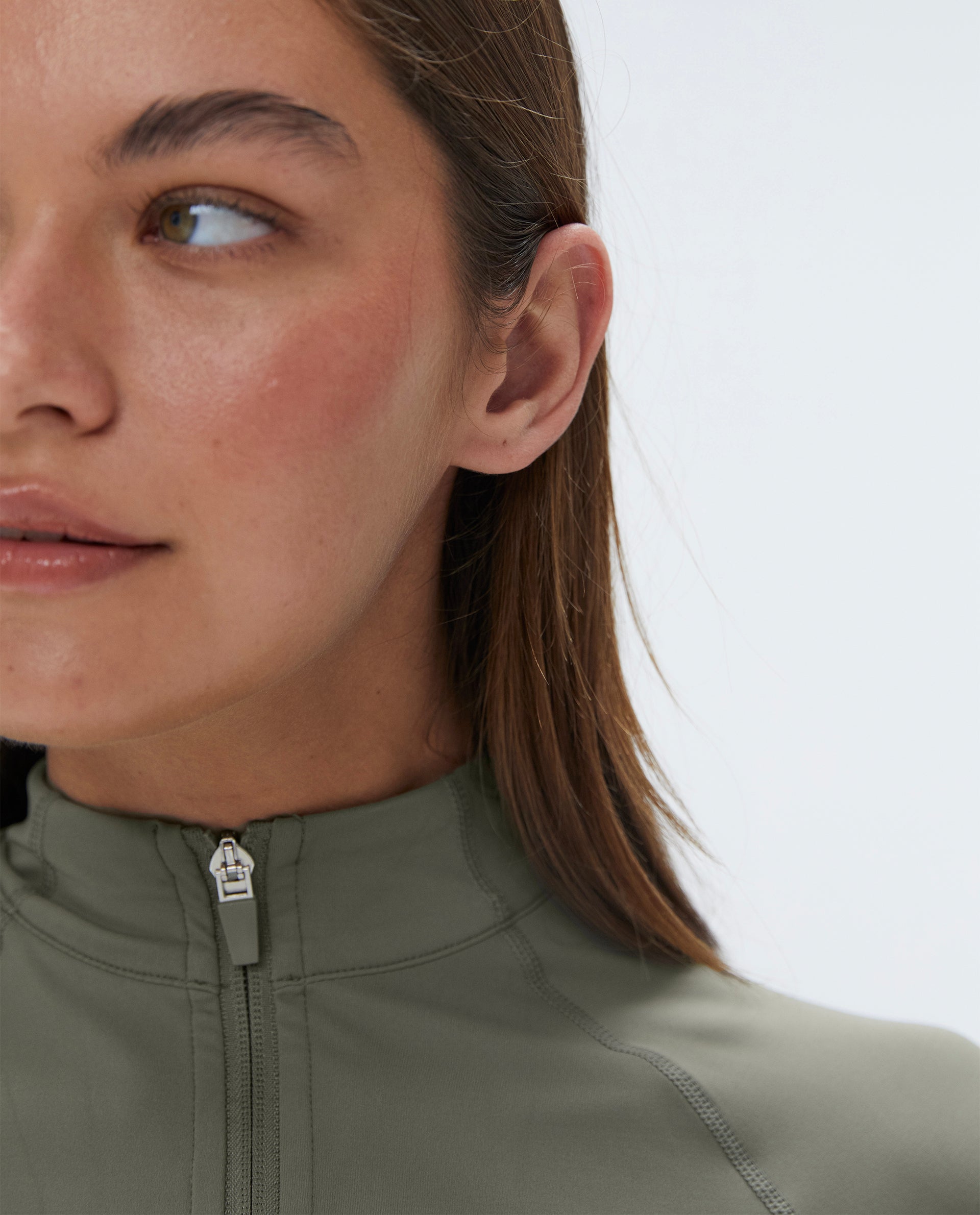Ultimate Short Sleeve Zip-Up Top for Women - Olive Green Activewear for Gym, Running & Casual Outfits