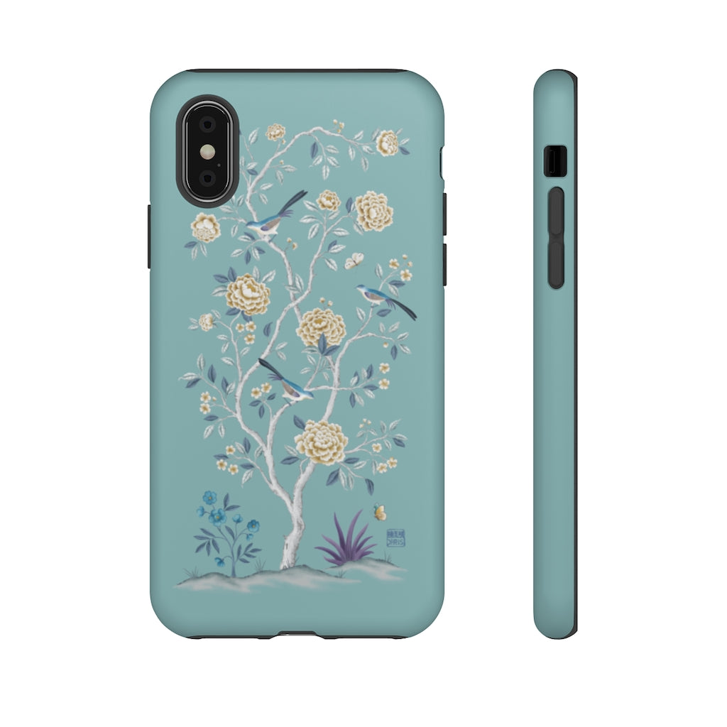Stylish Teal Peony Tree Phone Case - Durable Protective Cover for iPhone & Samsung | Perfect for Everyday Use, Travel & Gifts