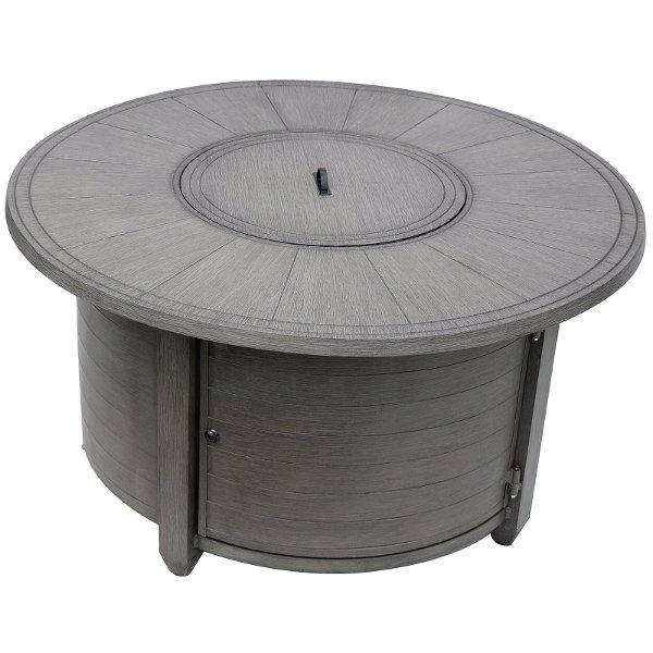 Round Aluminum Fire Pit - Rustic Faux Wood Design for Outdoor Patio, Backyard, and Camping - Durable & Weather-Resistant
