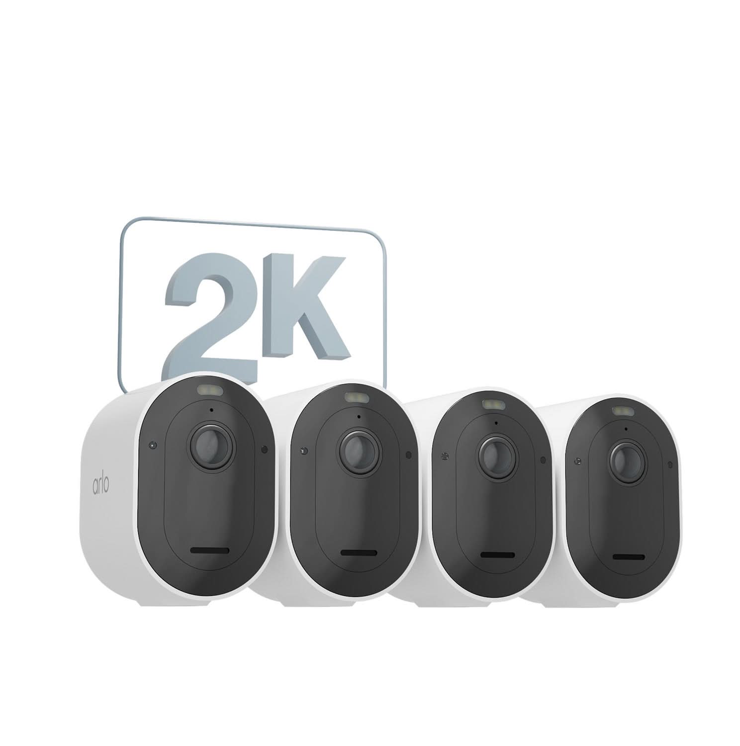Arlo Pro 5 Security Camera System (4 Pack) VMC4460P - 4K UHD Wireless Outdoor/Indoor Cameras with Night Vision & Motion Detection - Ideal for Home Security & Business Surveillance