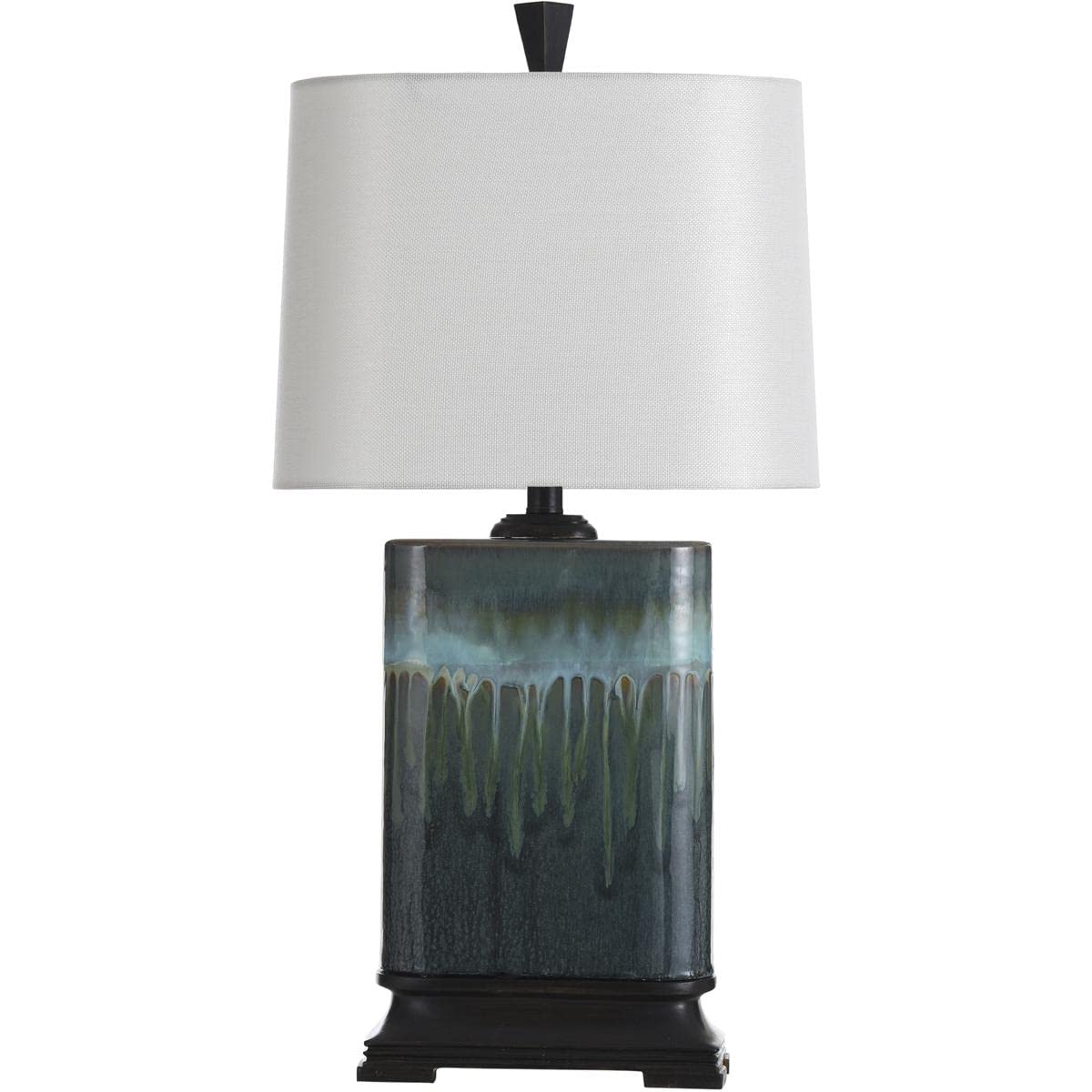 Carolina Blue Table Lamp with Oatmeal Fabric Shade - Modern Bedside Lighting for Bedroom, Living Room & Office Decor