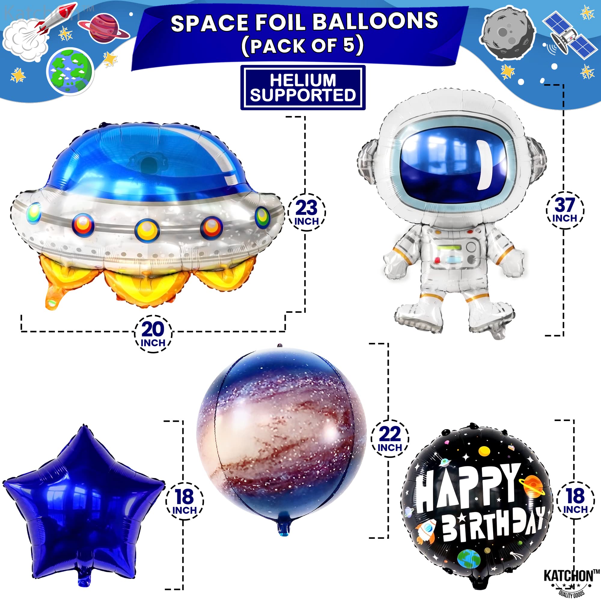 40 Inch Two The Moon Balloons - Large Galaxy Birthday Decorations for Boys | Outer Space Party Supplies | Perfect for Space Themed Birthday Parties, Baby Showers & Cosmic Celebrations
