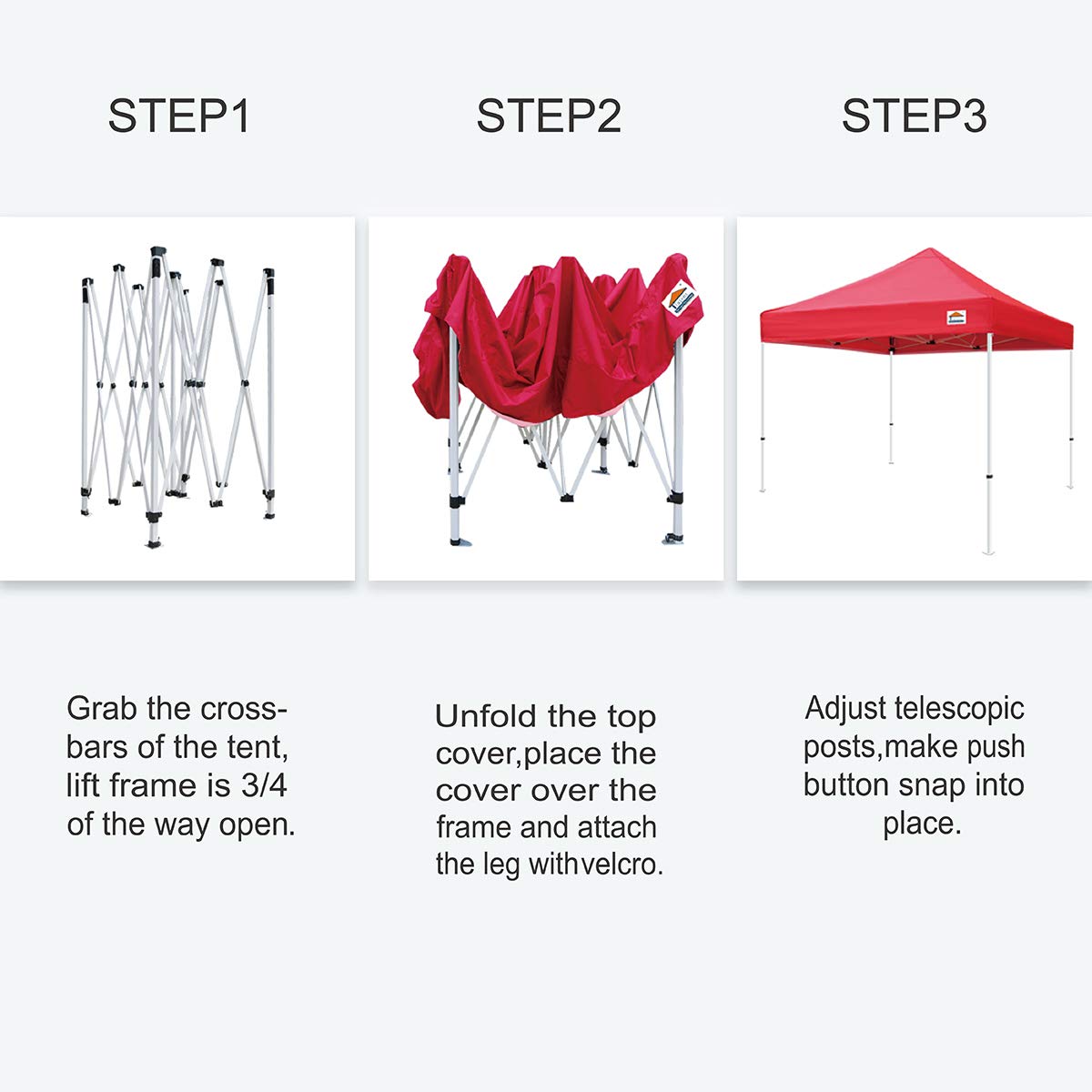 10'x10' Heavy Duty Pop Up Canopy Tent - Commercial Instant Shelter with 4 Removable Side Walls, Carrying Bag & Sand Bags - Perfect for Outdoor Events, Farmers Markets, Beach Parties & Camping (Red)