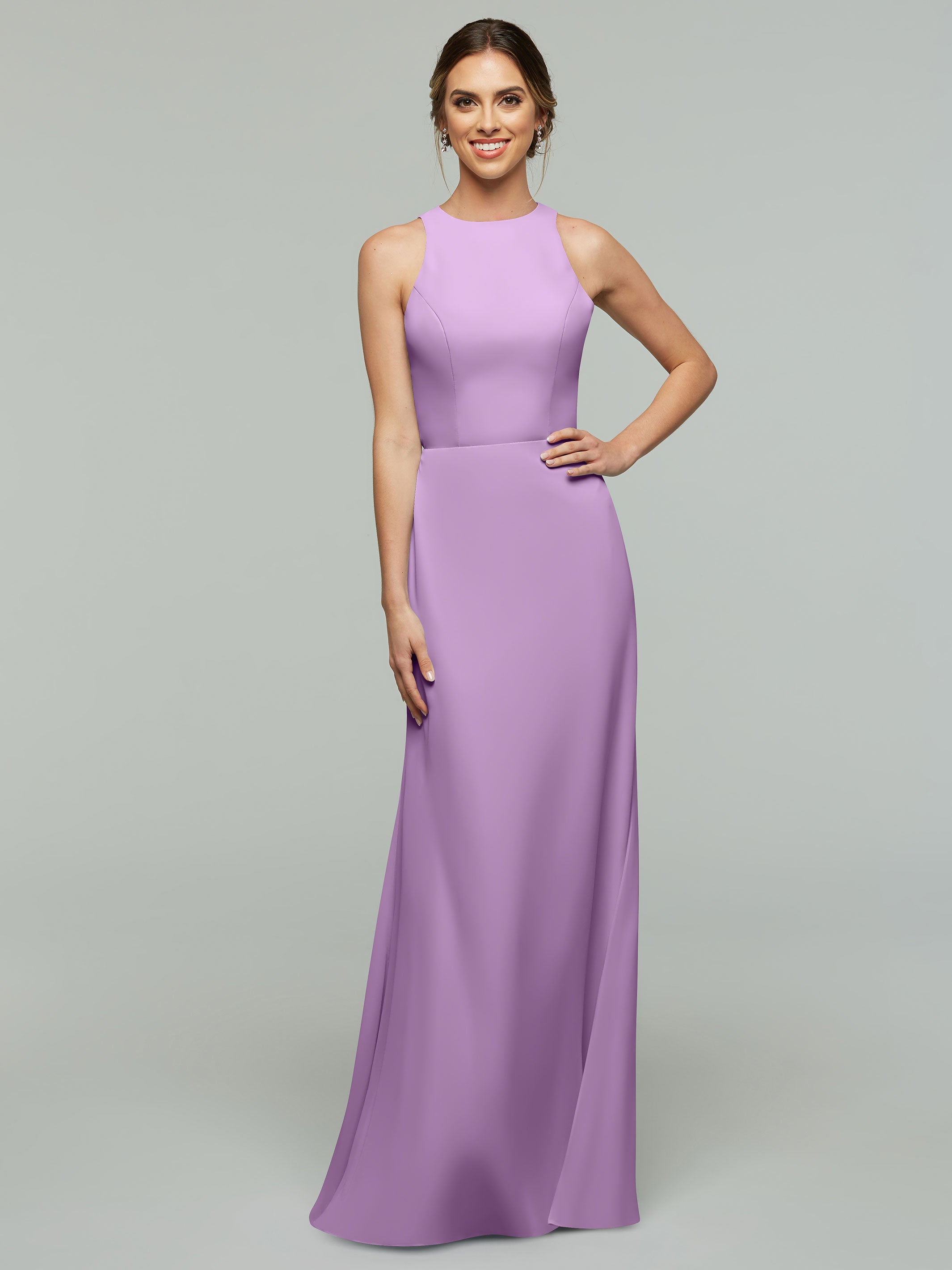 Elegant 80175 Chiffon A-Line Bridesmaid Dress with Plunging Halter Neckline - Perfect for Weddings, Formal Events & Special Occasions