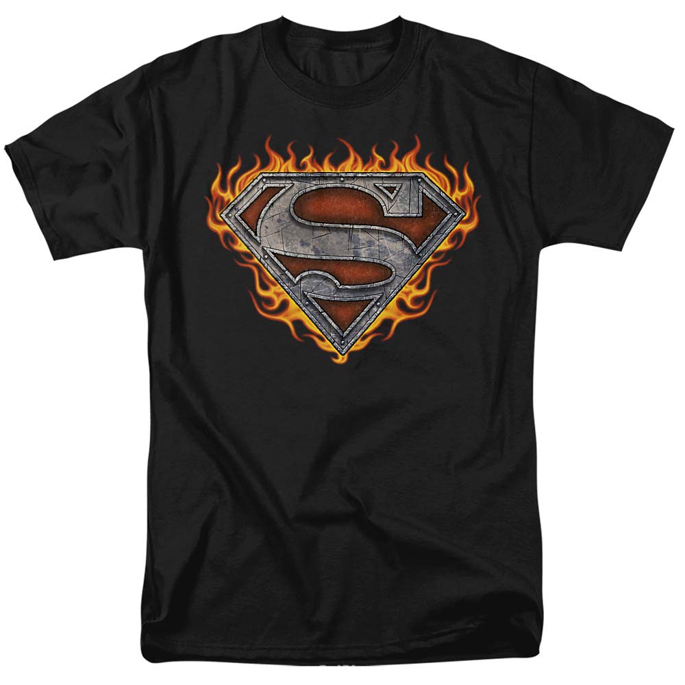 Superman Iron Fire Shield Graphic T-Shirt for Men & Women - Unisex Casual Tee for Superhero Fans, Comic Con & Everyday Wear