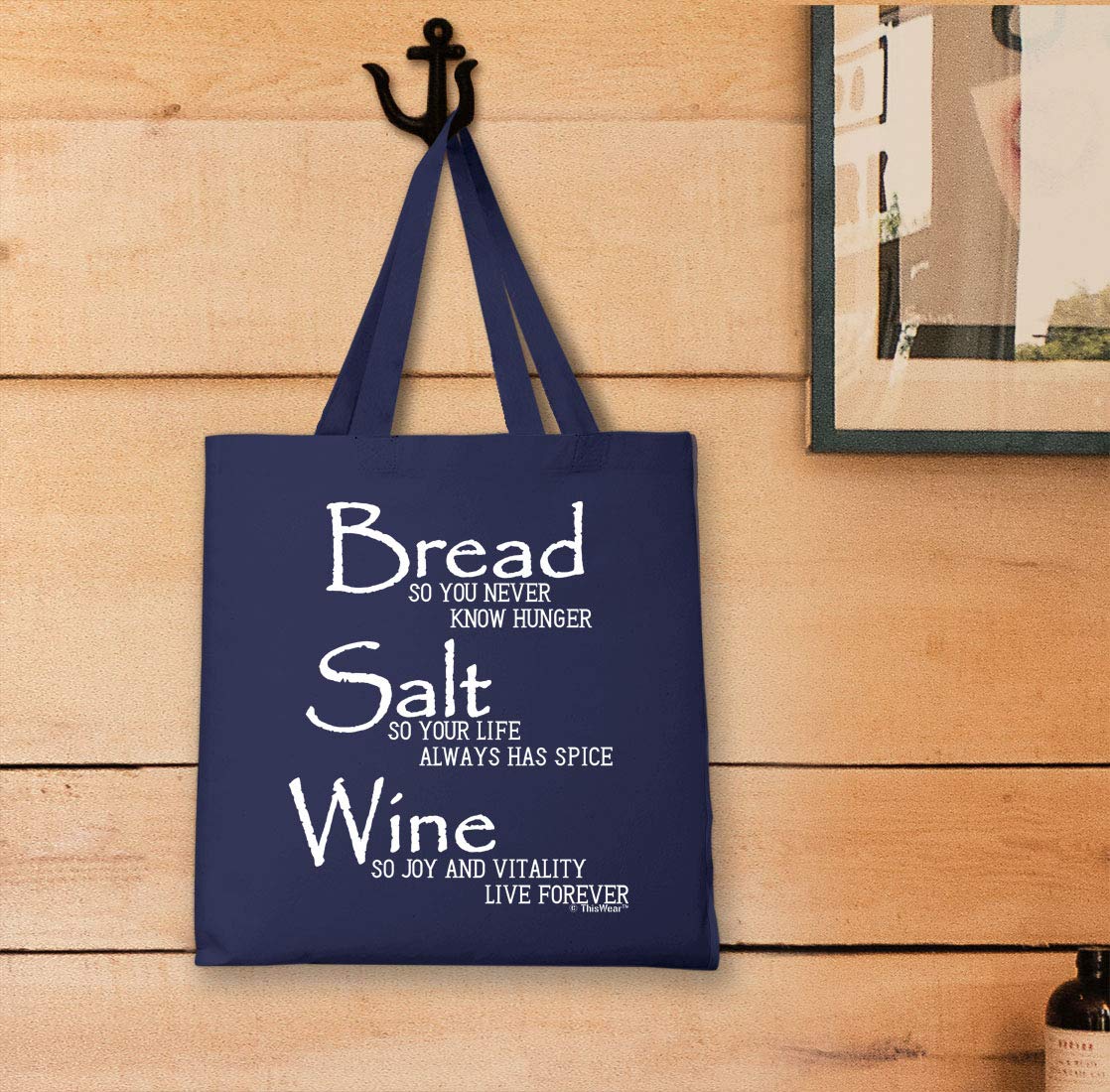 Stylish Canvas Tote Bag with 'Bread Salt Wine' Life Quote - Perfect for Grocery Shopping, Beach Trips & Everyday Use