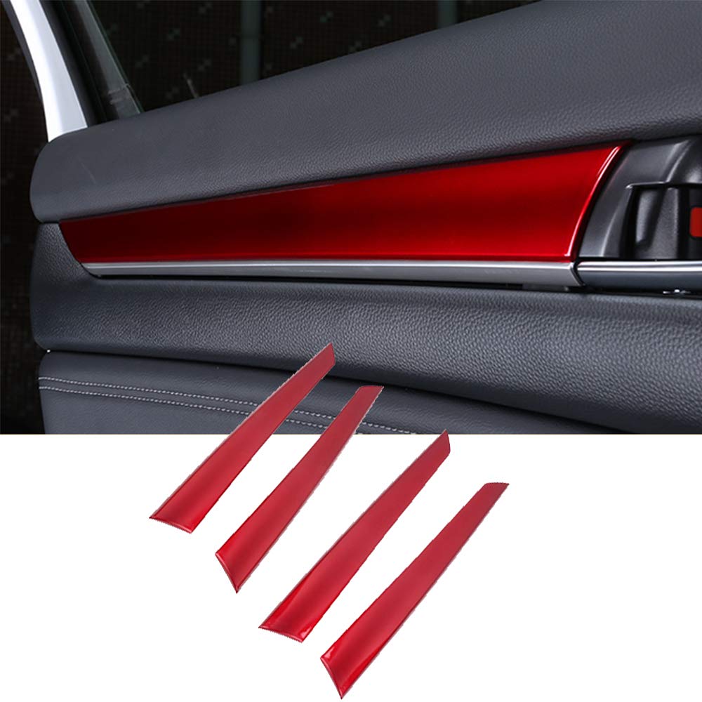 XITER 4-Piece ABS Plastic Car Door Panel Trim Stripe Cover Molding Kit for Honda Accord 10th Gen (2018-2022) - Red | Interior Accessories Upgrade & Protection for Daily Driving & Car Shows
