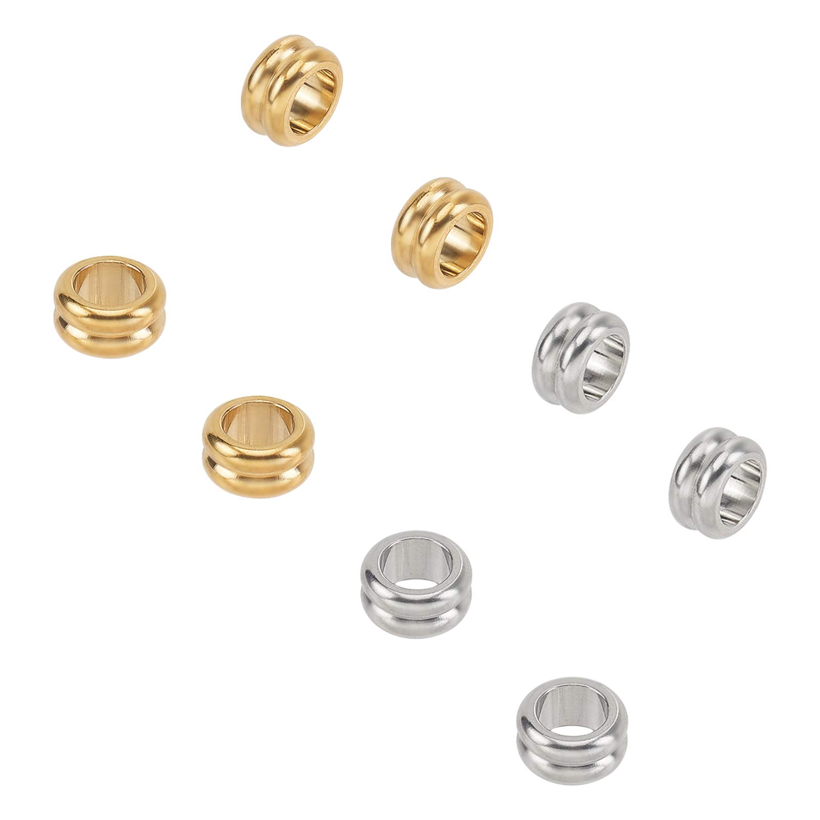 UNICRAFTALE 20pcs 6mm Large Hole Stainless Steel Beads - 2 Colors Metal Grooved Beads for Jewelry Making, DIY Bracelets, Necklaces & Craft Projects | Perfect for Jewelry Findings & Handmade Accessories