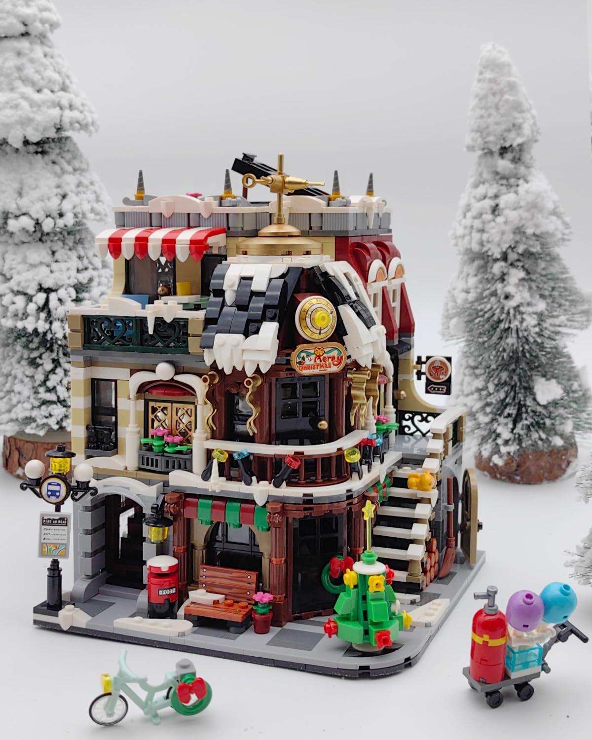 Mini Christmas Cafe Shop Building Blocks Set (2506pcs) - Holiday Main Street Architecture Model, Creative Christmas Gift for Adults - Perfect for Home Decor, Office Display & Holiday Collectors