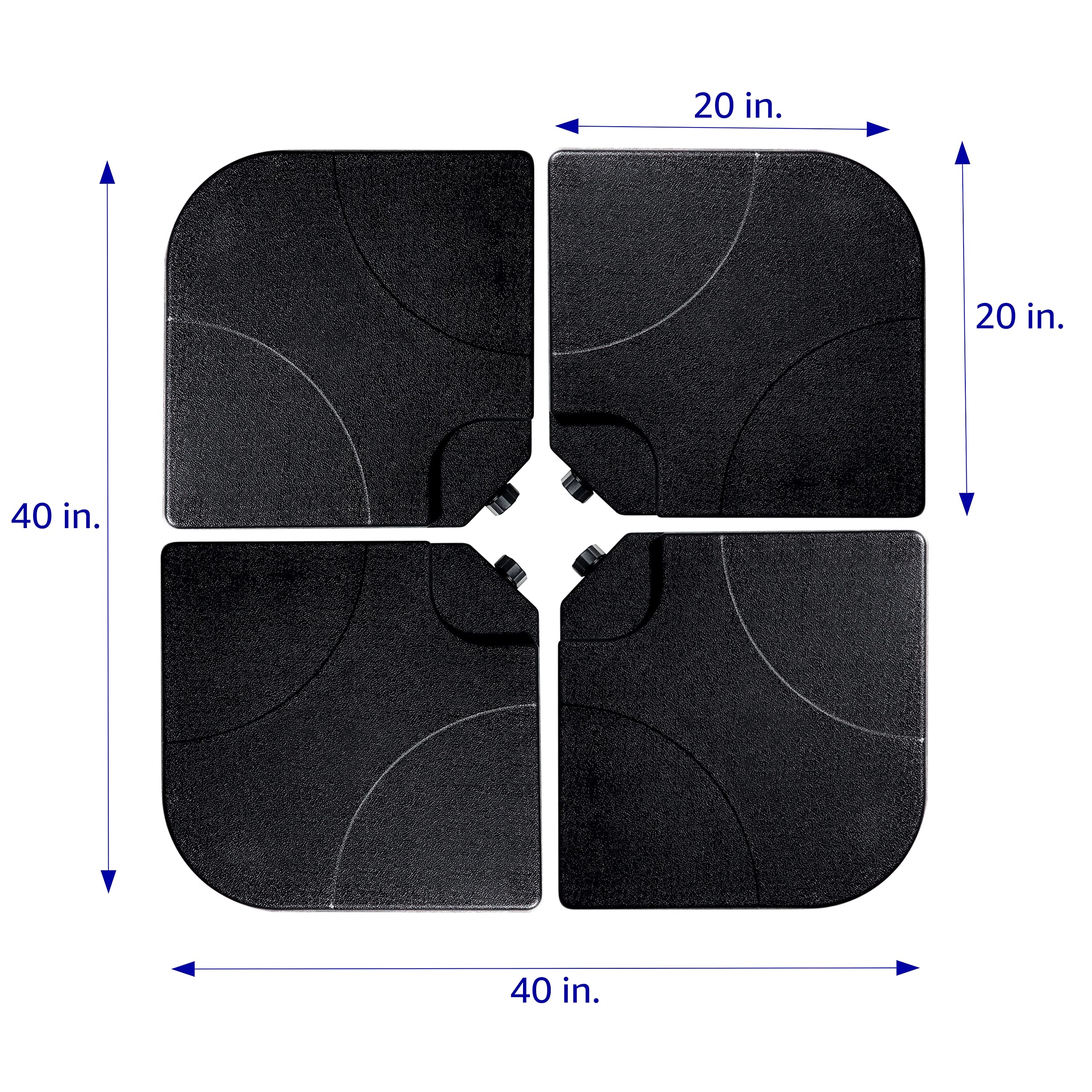 Trademark Innovations 4-Piece Square Cantilever Umbrella Base Water Weights Set - Heavy Duty Offset Patio Umbrella Stand (Black, Square Corner) for Outdoor Garden, Poolside, and Backyard Use