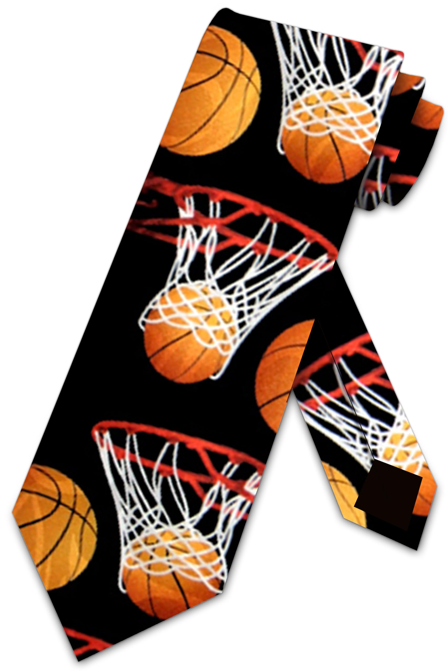 Steven Harris Basketball In and Out of Net Men's Necktie - Black Silk Formal Tie for Office, Business, Wedding & Gifts
