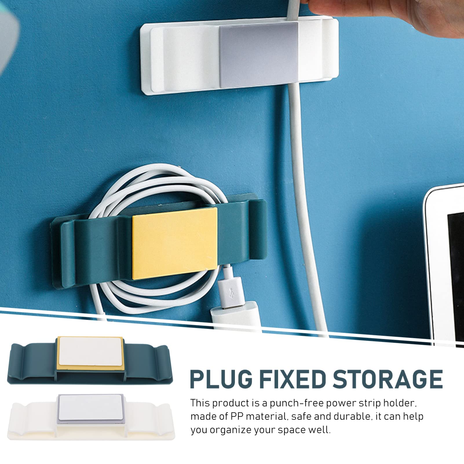 UKCOCO 4-Pack Adhesive Power Cord Organizer - Outlet Plug Holder, Extension Cable Protector & Wall Mount for Power Strips - Perfect for Home Office, Gaming Setup & Entertainment Center Cable Management