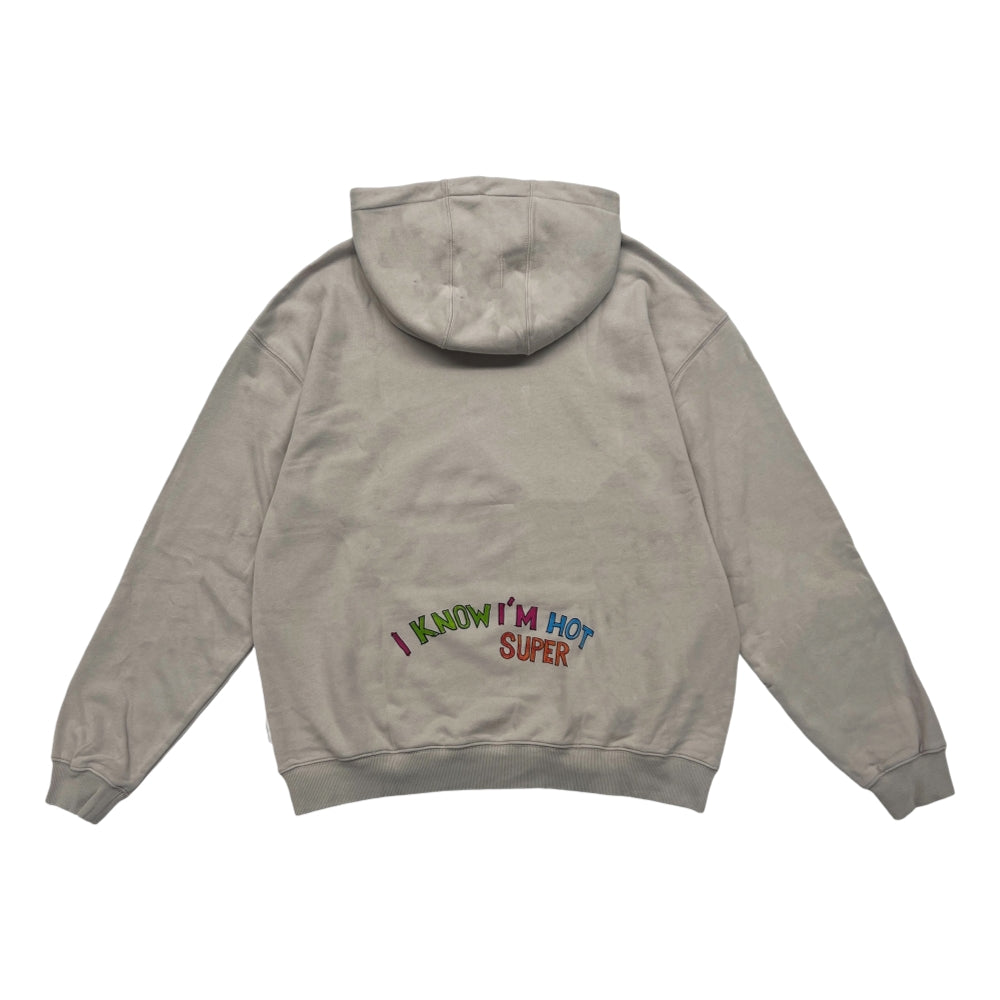 2nd Closet Hand-Drawn Printed Washed Hoodie - Beige | Cozy Oversized Pullover for Casual Wear & Street Style