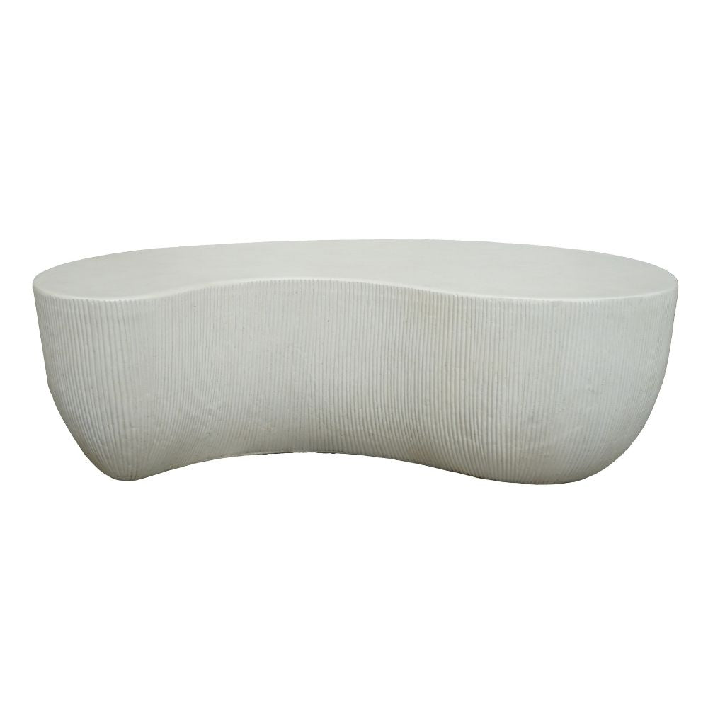 Modern White Concrete Coffee Table 123cm - Indoor & Outdoor Use for Patio, Garden, and Living Room Decor