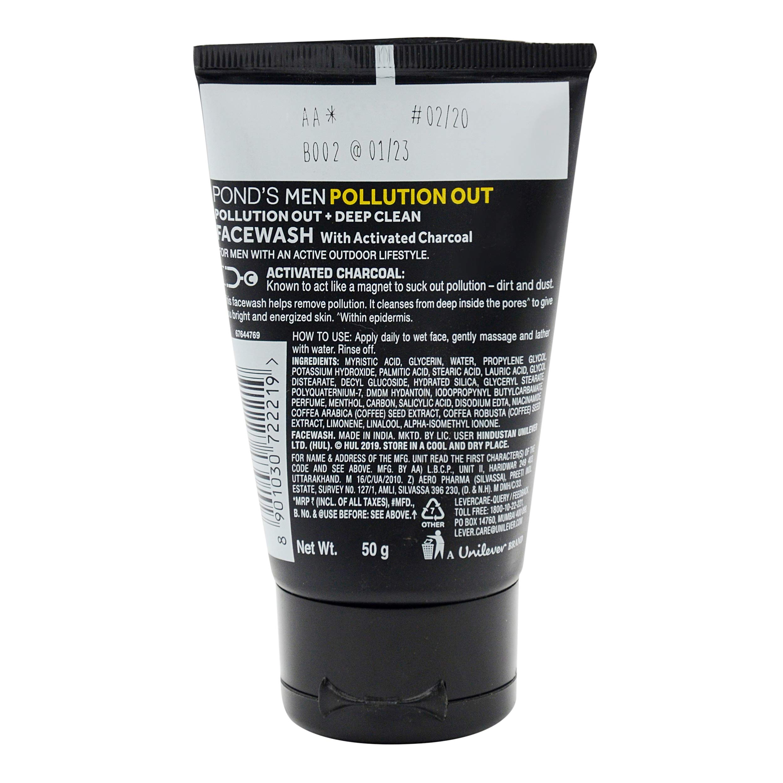 Pond's Men Pollution Out Facial Cleanser - 50g | Deep Cleansing & Detoxifying Face Wash for Men | Perfect for Daily Skincare & Removing Dirt, Oil & Pollution