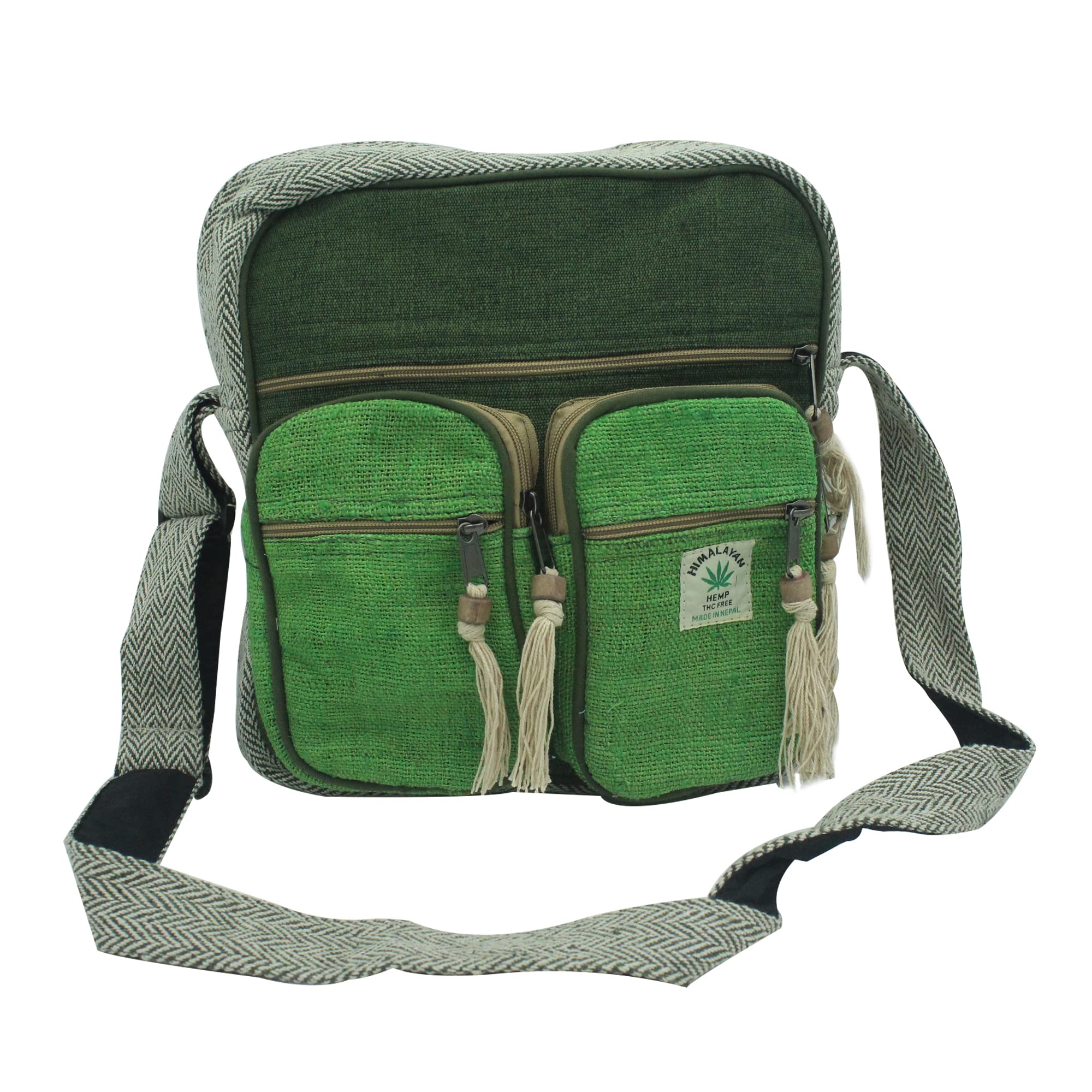 Hemp Crossbody Bag for Men & Women - Lightweight Shoulder Tote with Zipper & 8 Compartments - Adjustable Strap Messenger Bag for Travel, Work & Daily Use