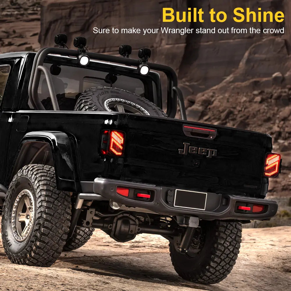 Jeep Gladiator JT 2020-2022 LED Tail Lights with Smoke Lens - Brake & Reverse Lights | Off-Road, Night Driving & Custom Car Upgrades