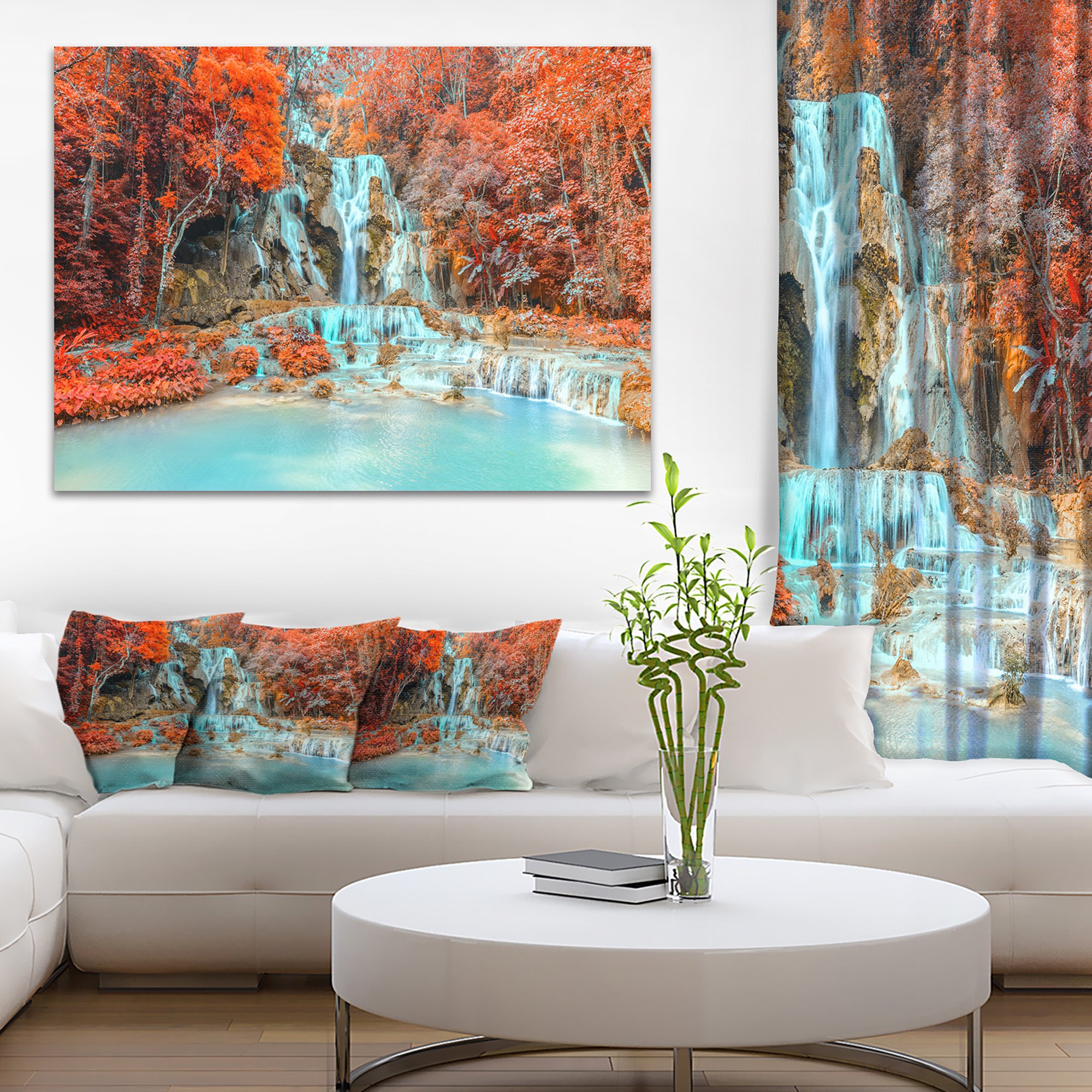 Stunning Rainforest Waterfall Laos Landscape Photography Canvas Print - Nature Wall Art for Living Room, Bedroom & Office Decor