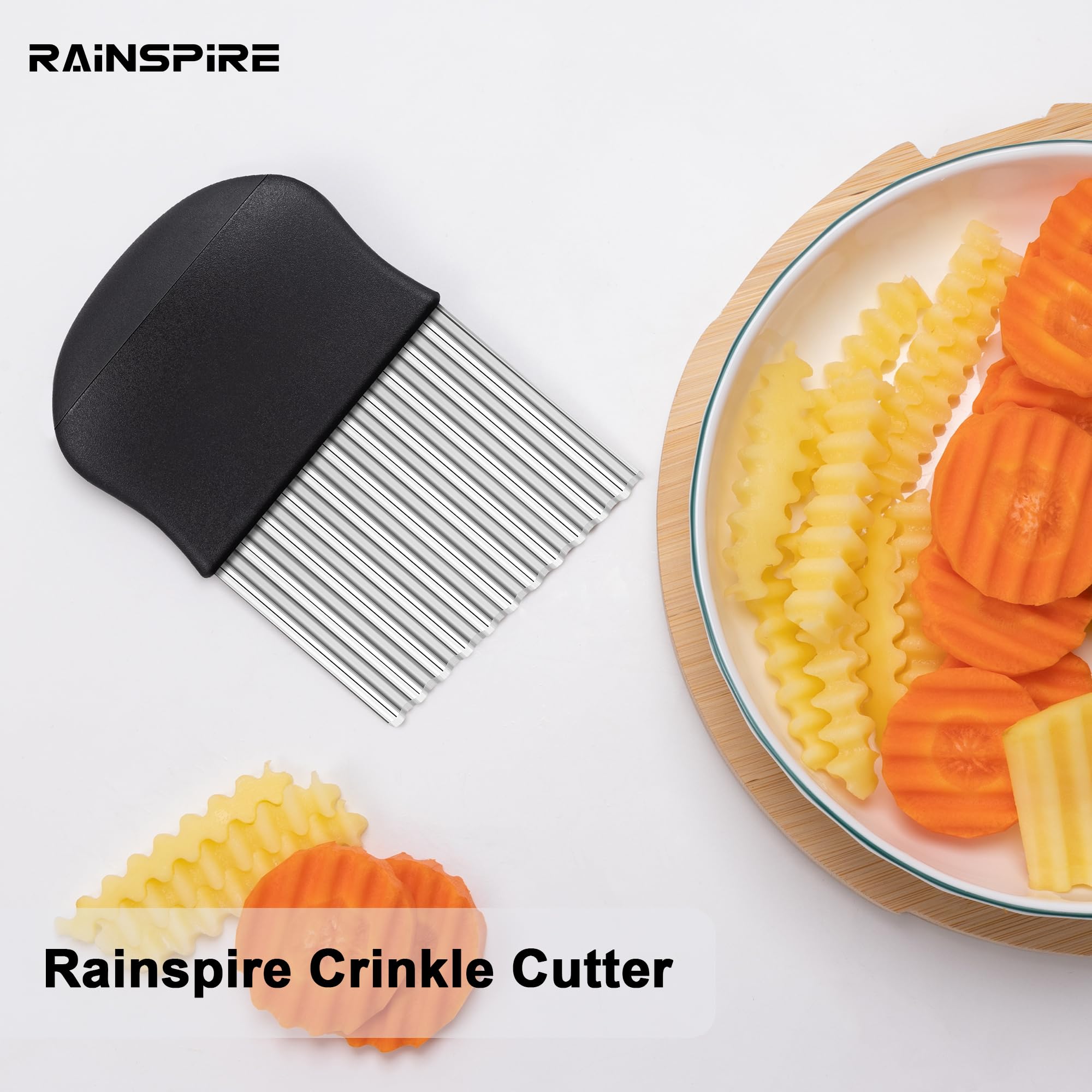 Rainspire Stainless Steel Crinkle Cutter Knife - Professional Wavy Vegetable Slicer for Potatoes, Carrots & More - Perfect for French Fries, Garnishes & Creative Food Presentation