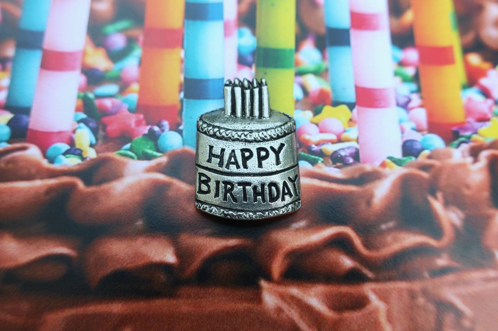 Jim Clift Design Birthday Cake Lapel Pin - Elegant Enamel Cake Brooch for Women & Men - Perfect for Birthday Parties, Celebrations, Gifts & Collectibles