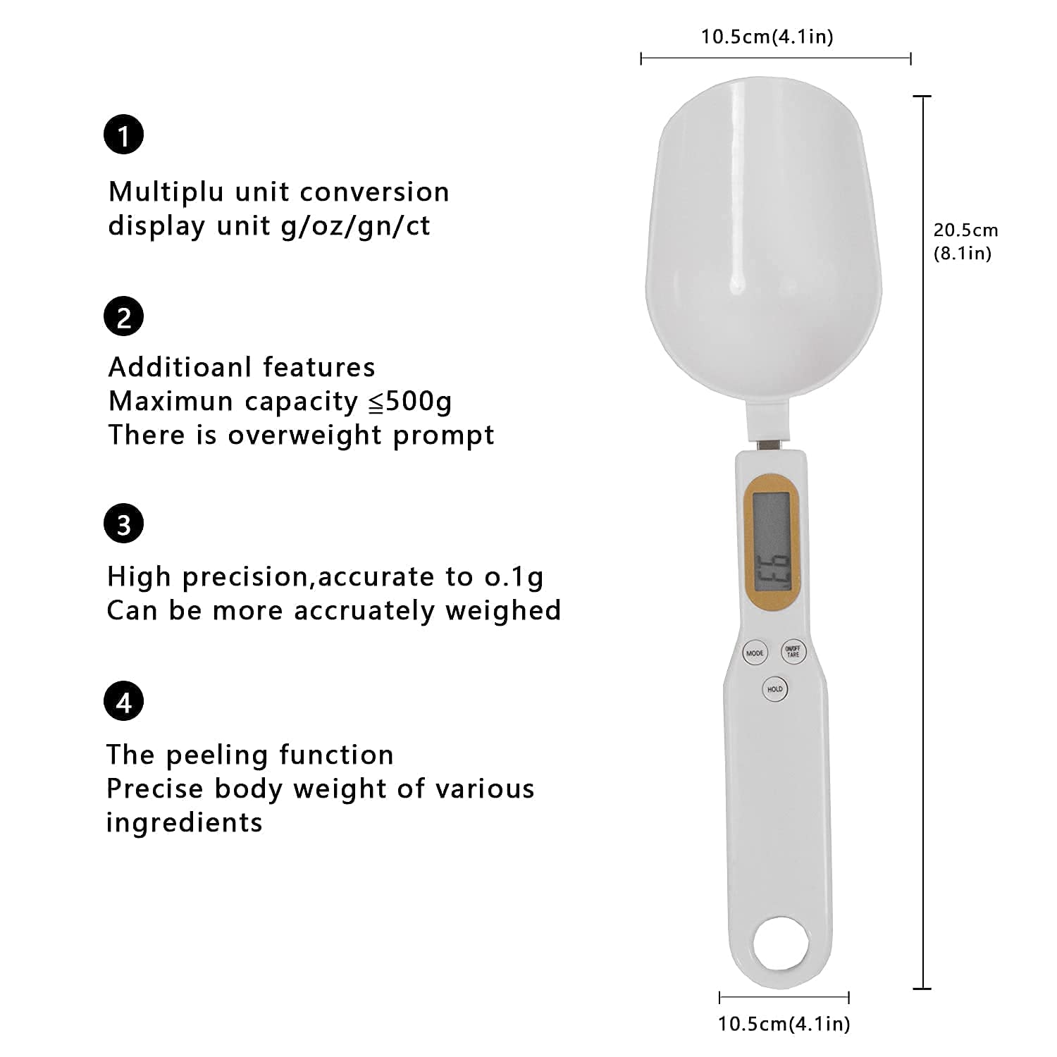 Vroxy Digital Kitchen Scale Spoon - LCD Display for Baking & Cooking (1Pcs)