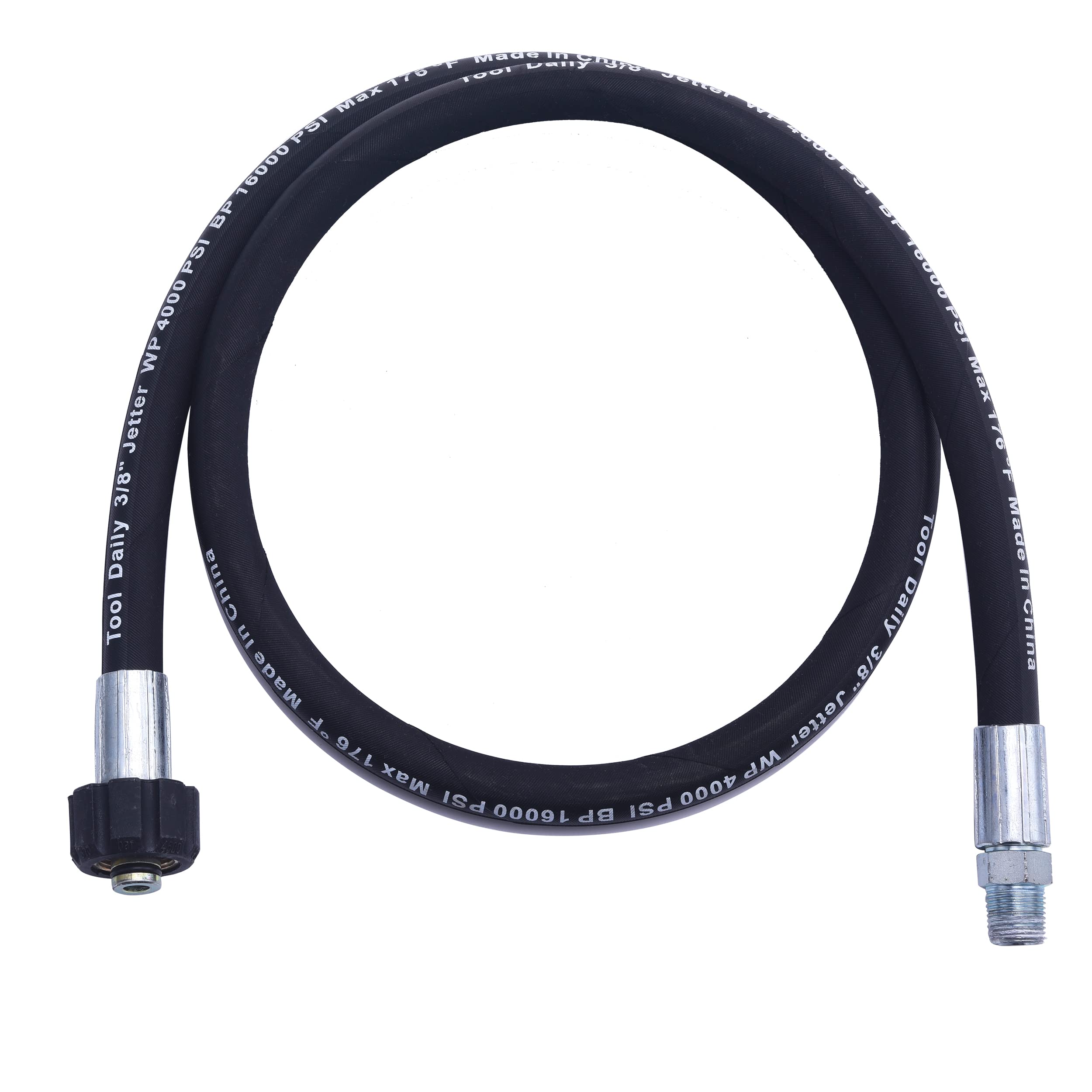 Heavy Duty Pressure Washer Hose Reel with Swivel - 50ft Commercial Grade Whip Hose for Power Washers - Perfect for Car Washing, Deck Cleaning & Home Exterior Maintenance