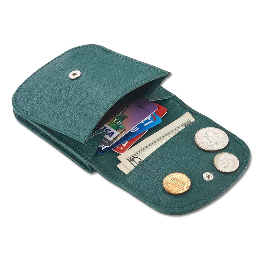 Taxi Wallet® TW03-DRAGONFLY - Slim Green Leather Front Pocket Wallet for Men & Women - RFID Blocking Credit Card Holder with Coin Pocket - Perfect for Travel, Business & Everyday Use
