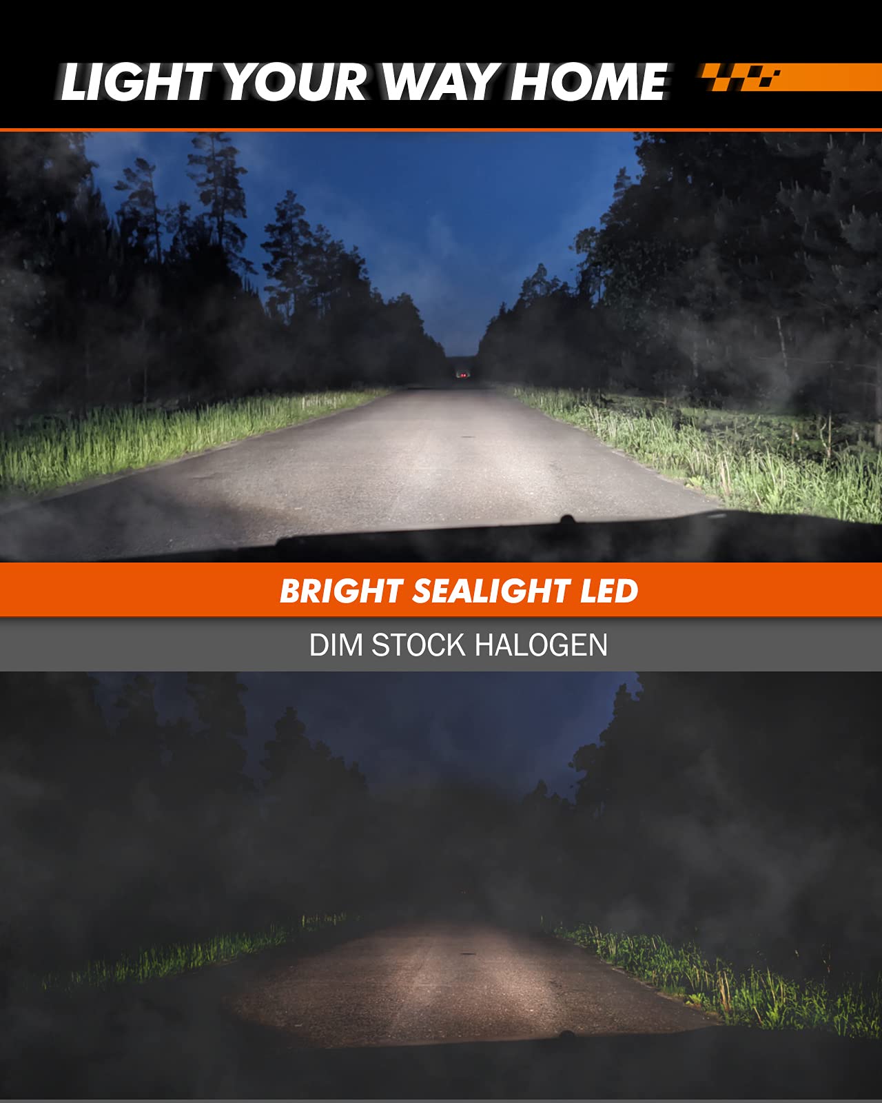 SEALIGHT H11 H16 LED Fog Light Bulb - 6500K Cool White 6000LM Mini Size - H8/H16 LED Fog Lights for Cars, Trucks & SUVs - 400% Brighter with Strong Penetration - Plug & Play in 3 Minutes - Pack of 2 - Perfect for Night Driving, Off-Roading & Foggy Conditions