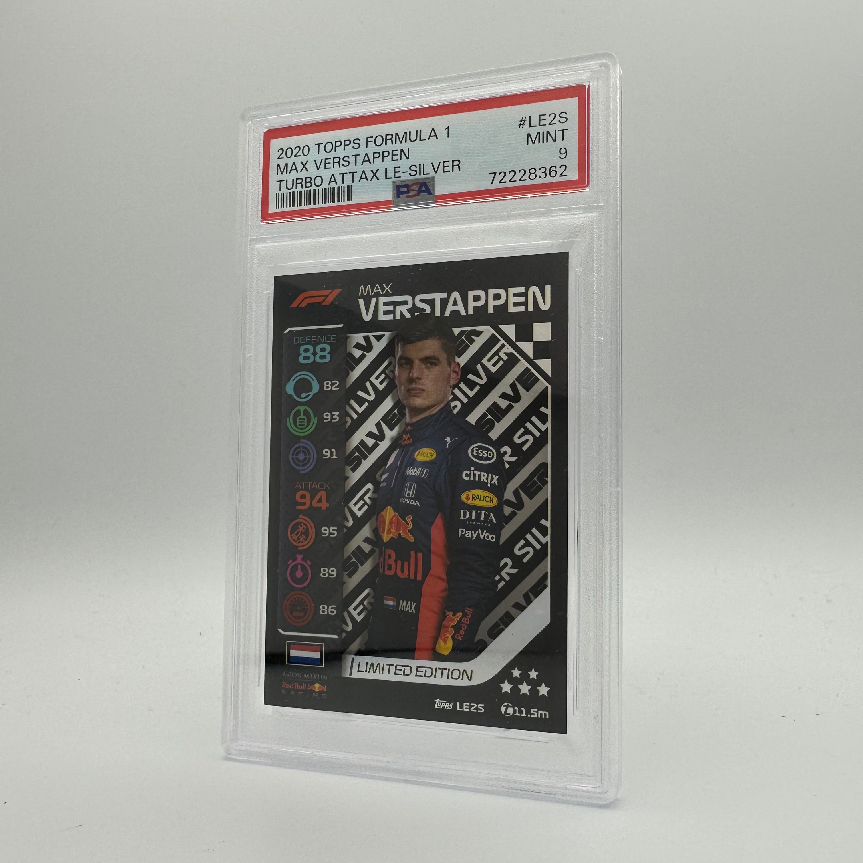 PSA 9 Graded MAX VERSTAPPEN #LE2S Limited Edition Silver Trading Card - Perfect for F1 Collectors & Sports Memorabilia Enthusiasts