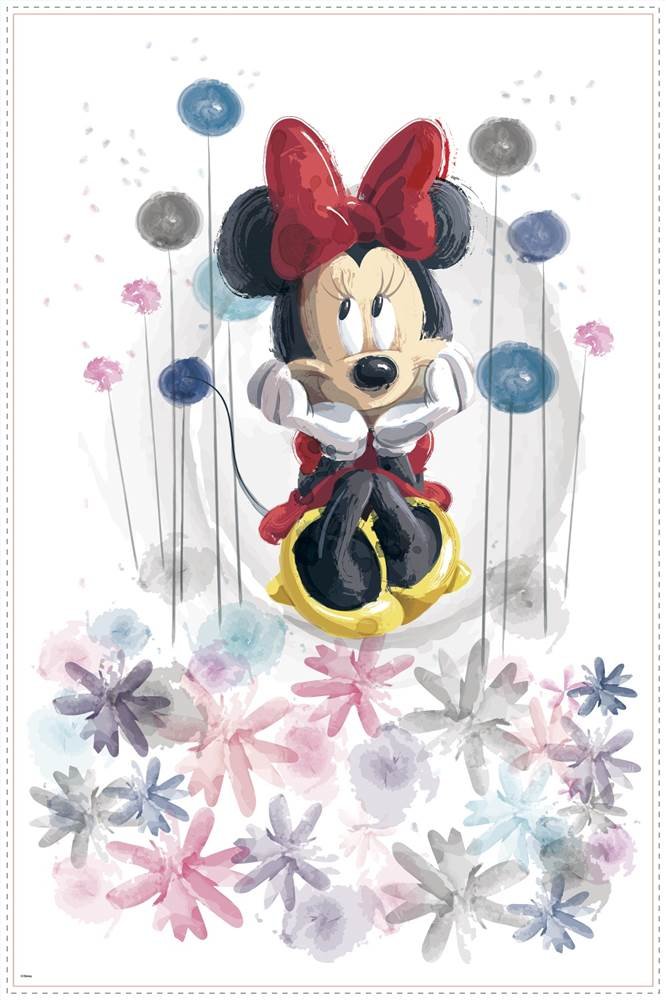Minnie Mouse Floral Peel and Stick Wall Decal - Large Removable Wall Stickers for Kids Room, Nursery, Bedroom Decor - Perfect for Disney Themed Bedrooms and Playrooms