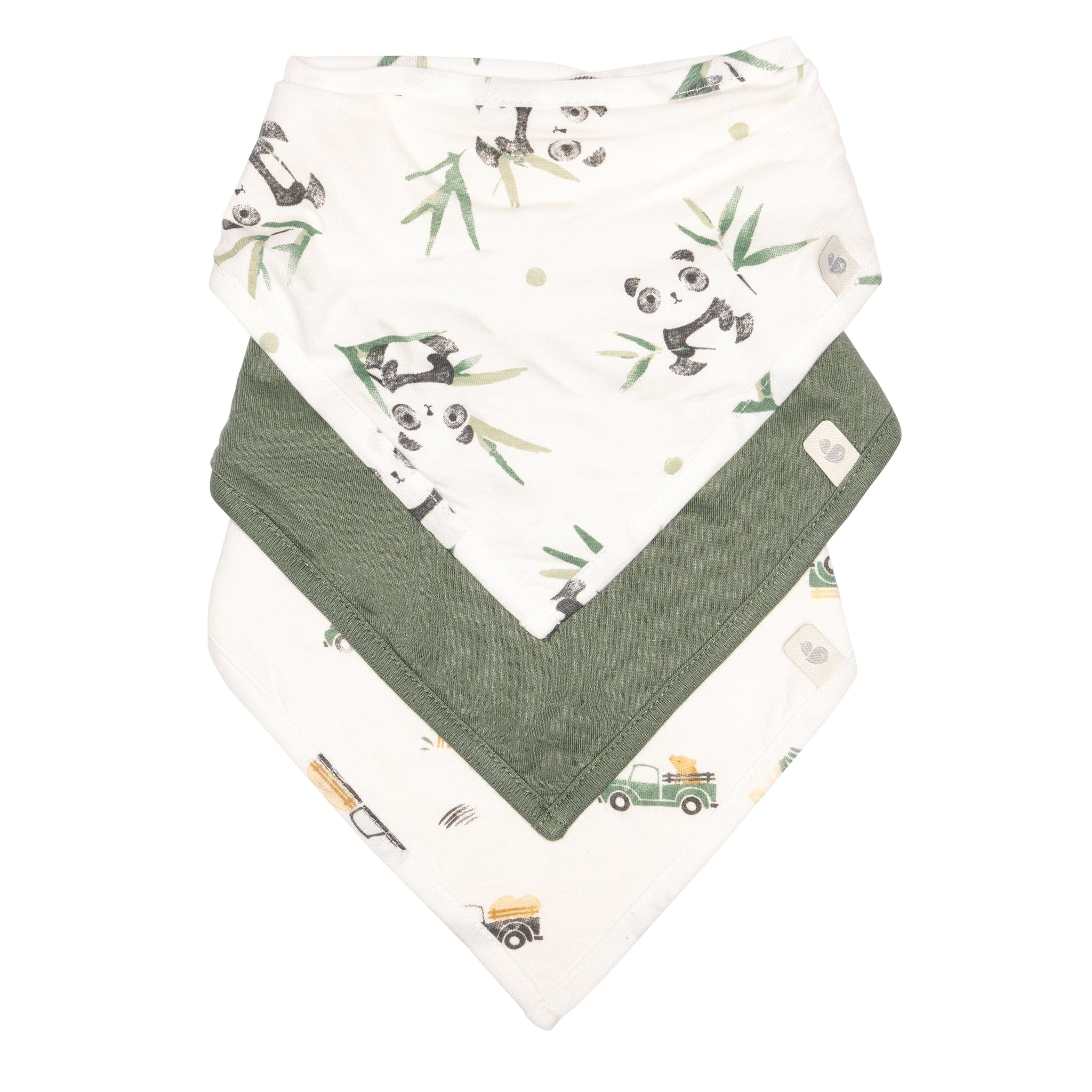 Organic Bamboo Baby Bibs Set of 3 - Cute Panda, Green Leaf & Prairie Designs - Soft, Absorbent & Eco-Friendly for Mealtime & Drool Protection