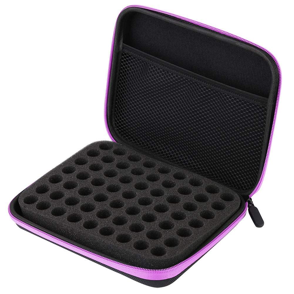 63-Slot Portable EVA Essential Oil Storage Bag - Aromatherapy Organizer Case with Anti-Crash Protection for Travel, Home & Moving | Perfect for Essential Oil Lovers & Aromatherapy Practitioners (Purple)