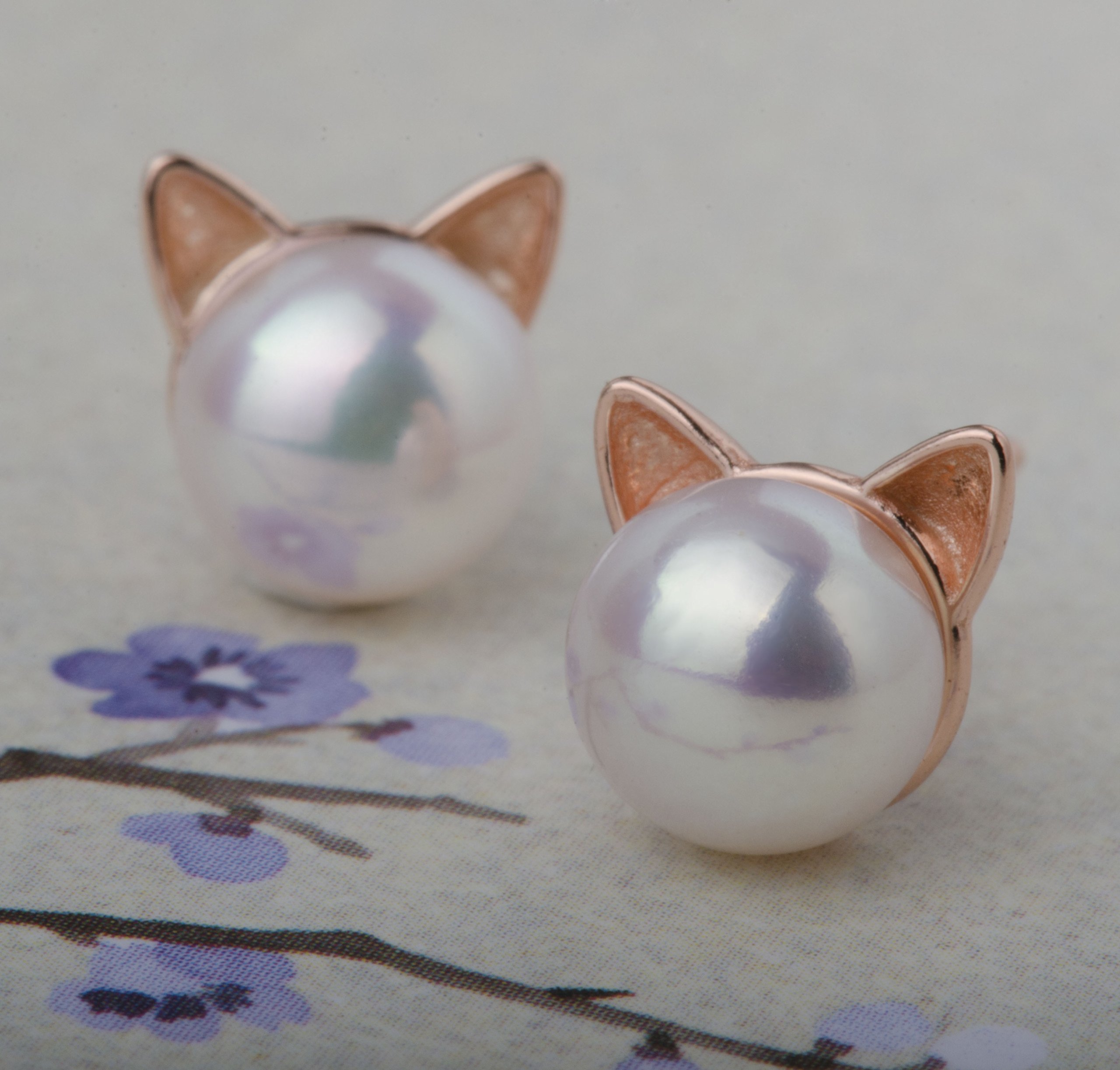 Pearl Cat Earrings for Women - Sterling Silver Cat Memorial Jewelry | Elegant Cat Lover Gifts for Birthdays, Anniversaries & Pet Loss Remembrance