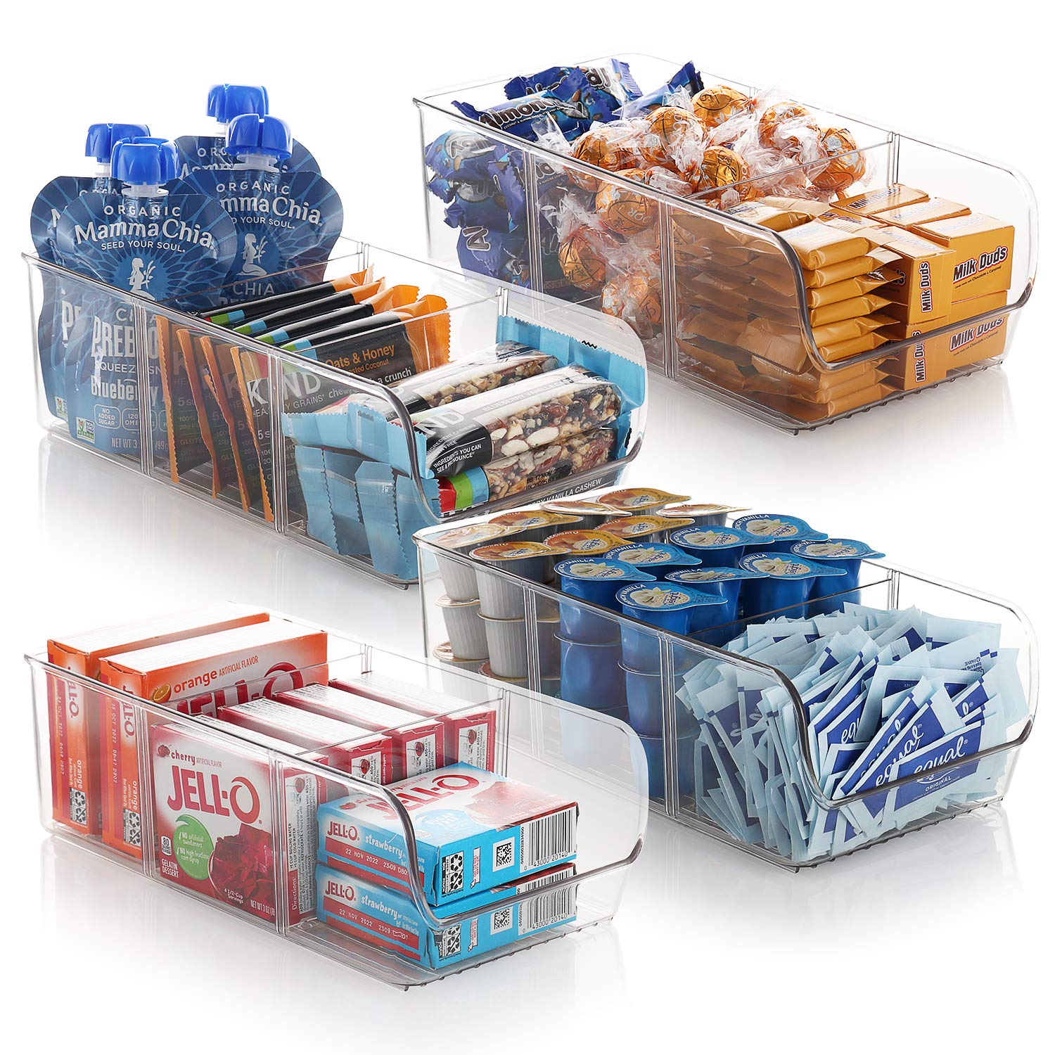 StorageBud 4-Pack Clear BPA-Free Plastic Food Storage Containers with Handles - Pantry, Refrigerator & Cabinet Organizers for Dried Goods, Fruits, Pasta, Snacks | Perfect for Kitchen Organization & Meal Prep