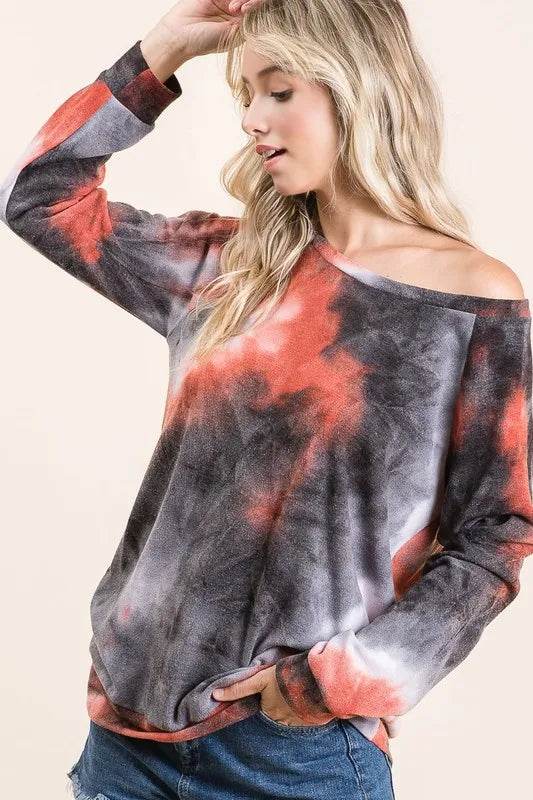 Tie Dye Sweater Knit Top for Women - Soft & Stylish Pullover - Boho Chic Casual Wear for Fall & Winter