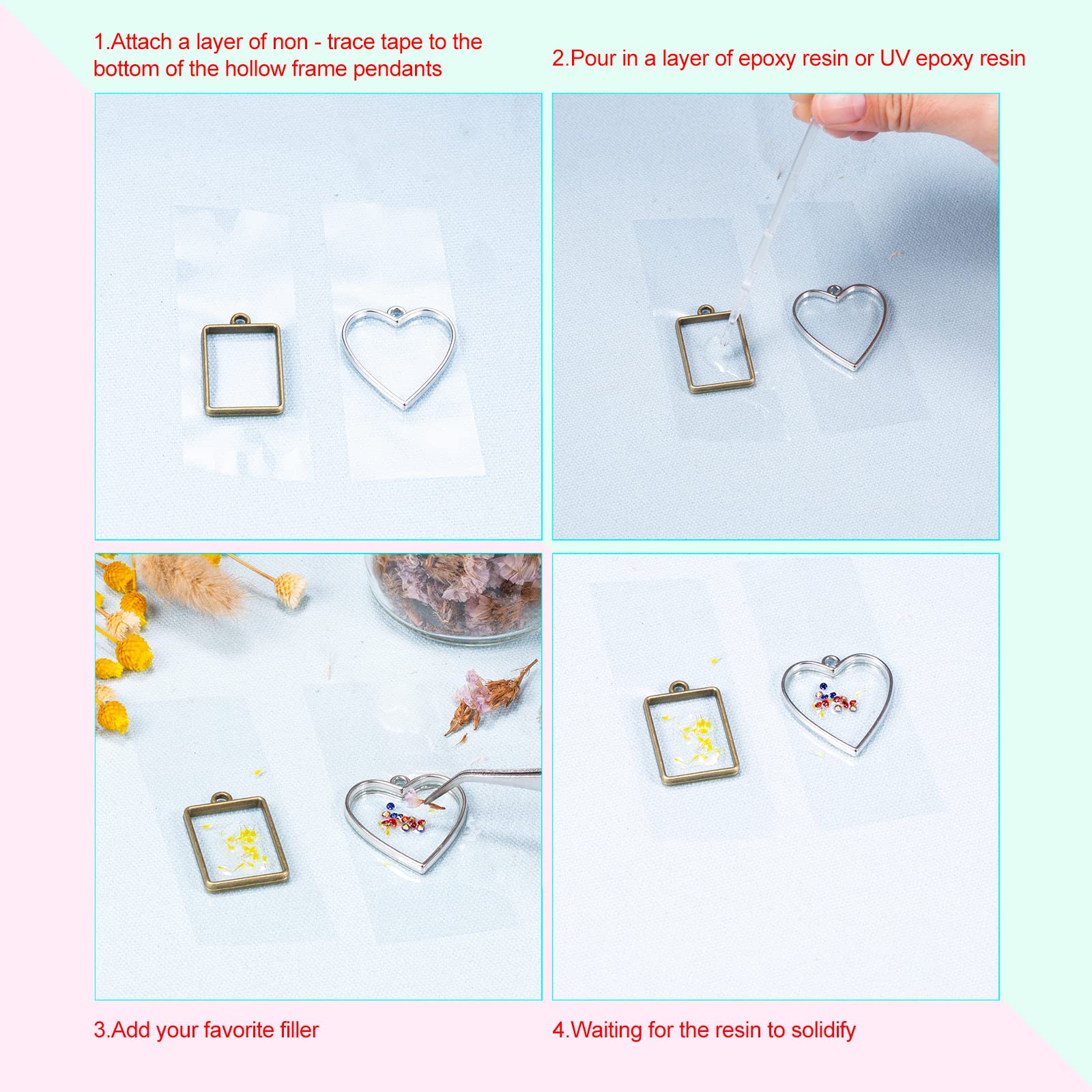 195pcs Open Metal Bezels Kit for Resin Jewelry Making - Assorted Geometric Hollow Frame Pendants DIY Craft Supplies for Earrings, Necklaces & Keychains - Perfect for Handmade Gifts, Art Projects & Jewelry Business
