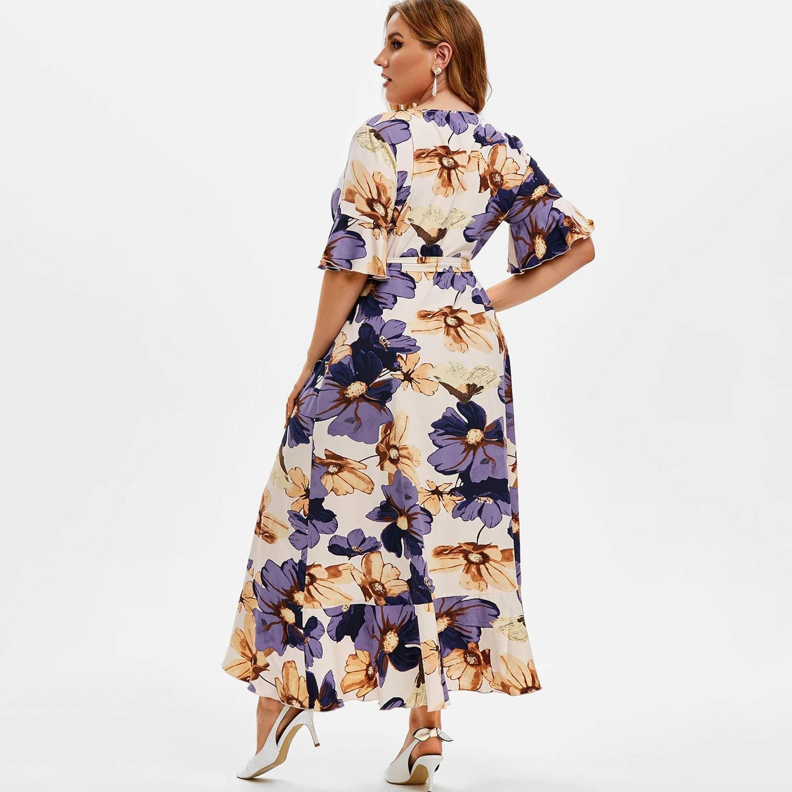 Boho Floral Print Sleeveless V-Neck Summer Dress for Women - Plus Size Party Outfit for Beach, Vacation & Casual Wear